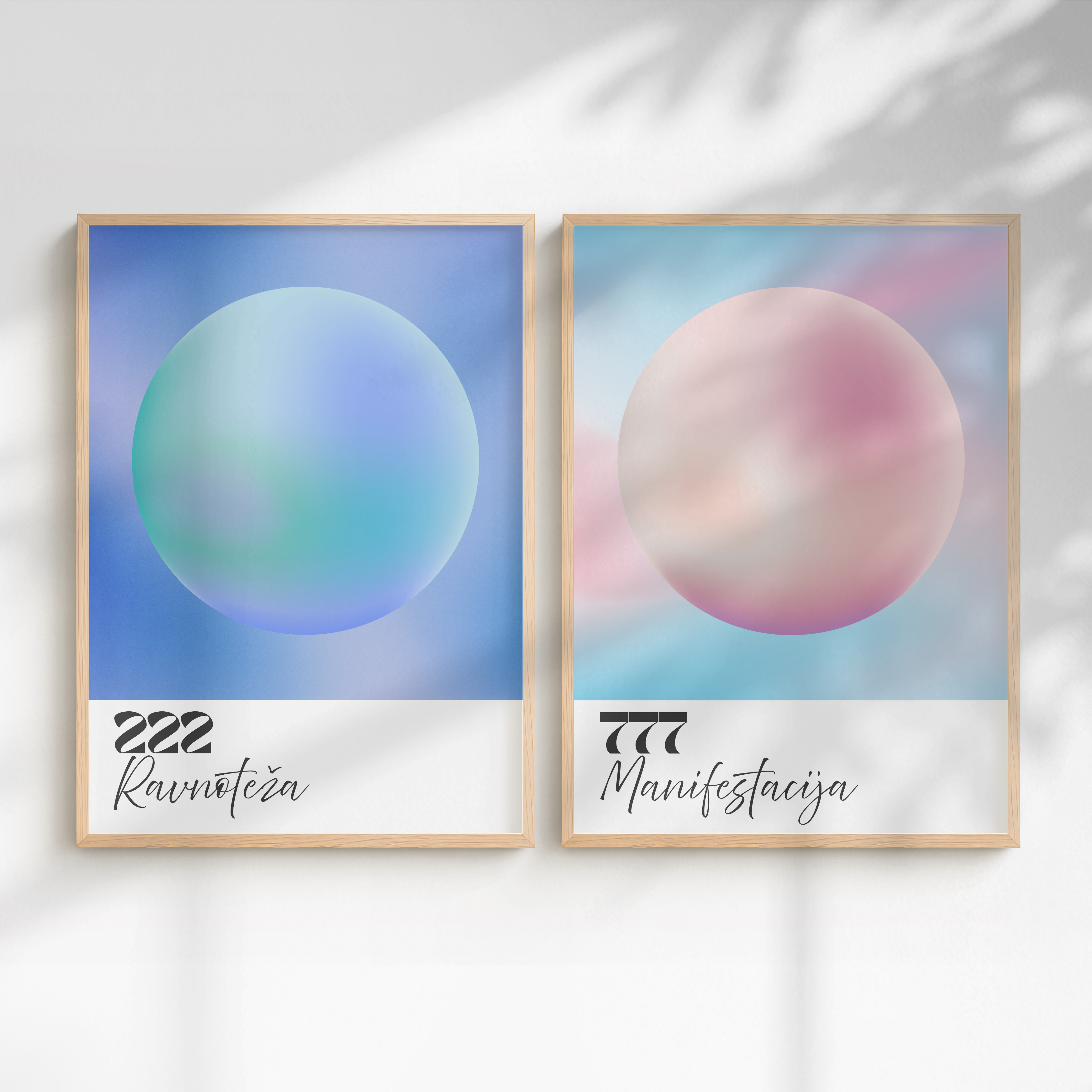Ravnoteža 222 Minimalistički poster s gradijentnom kuglom – Plava Zen zidna umjetnost