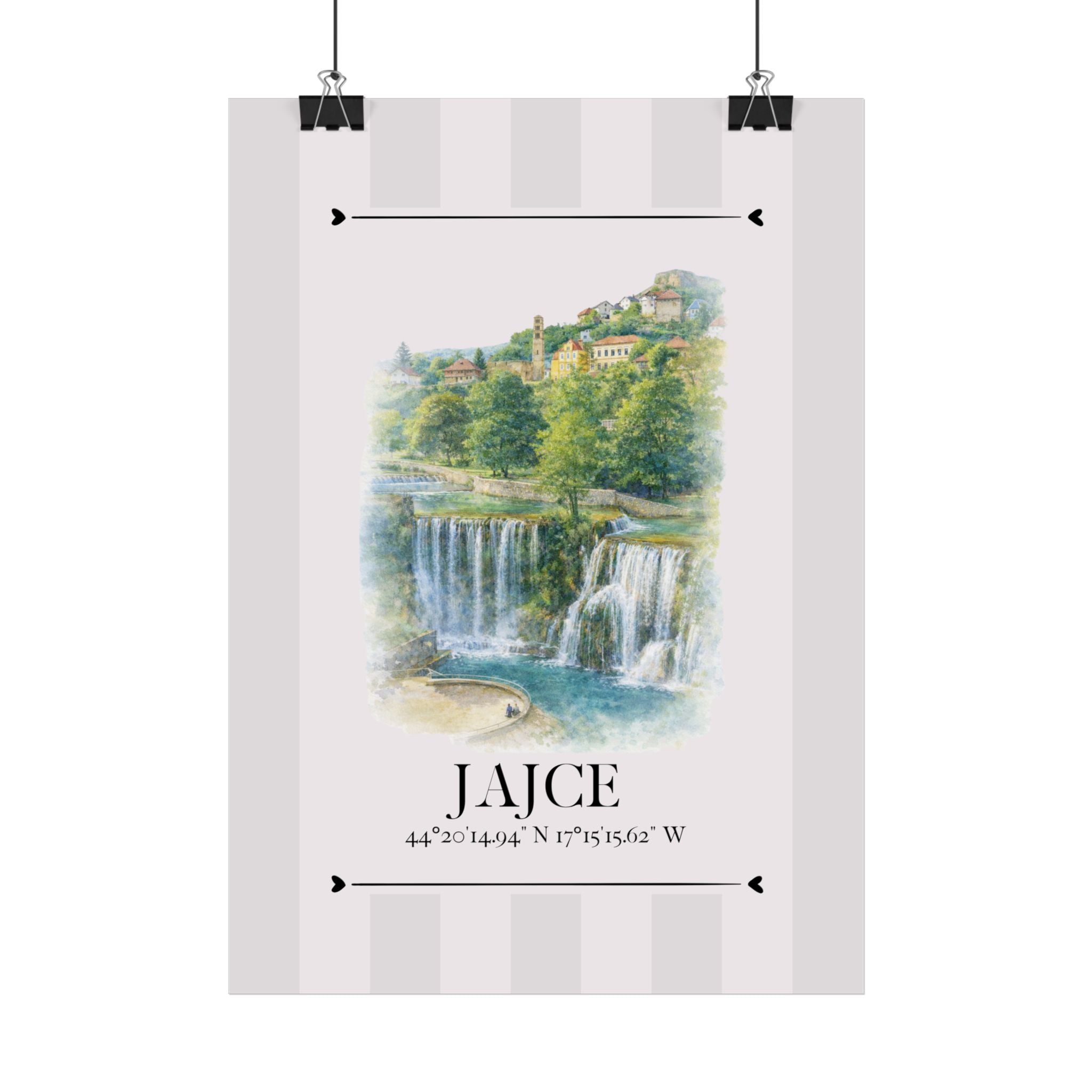 Jajce Wahrzeichen Illustration | Stadtposter Bosnien und Herzegowina