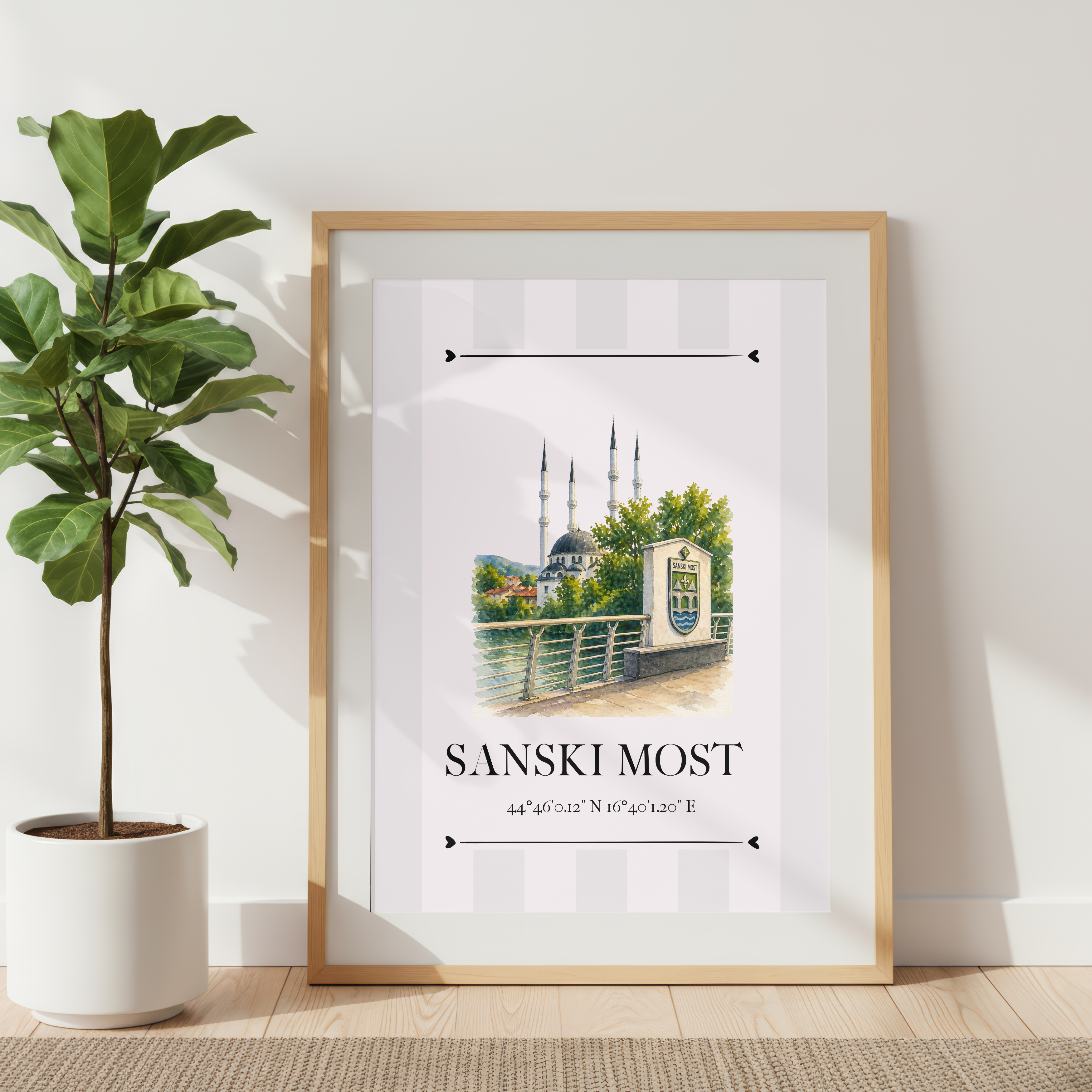 Sanski Most Wahrzeichen Illustration | Stadtposter Bosnien und Herzegowina