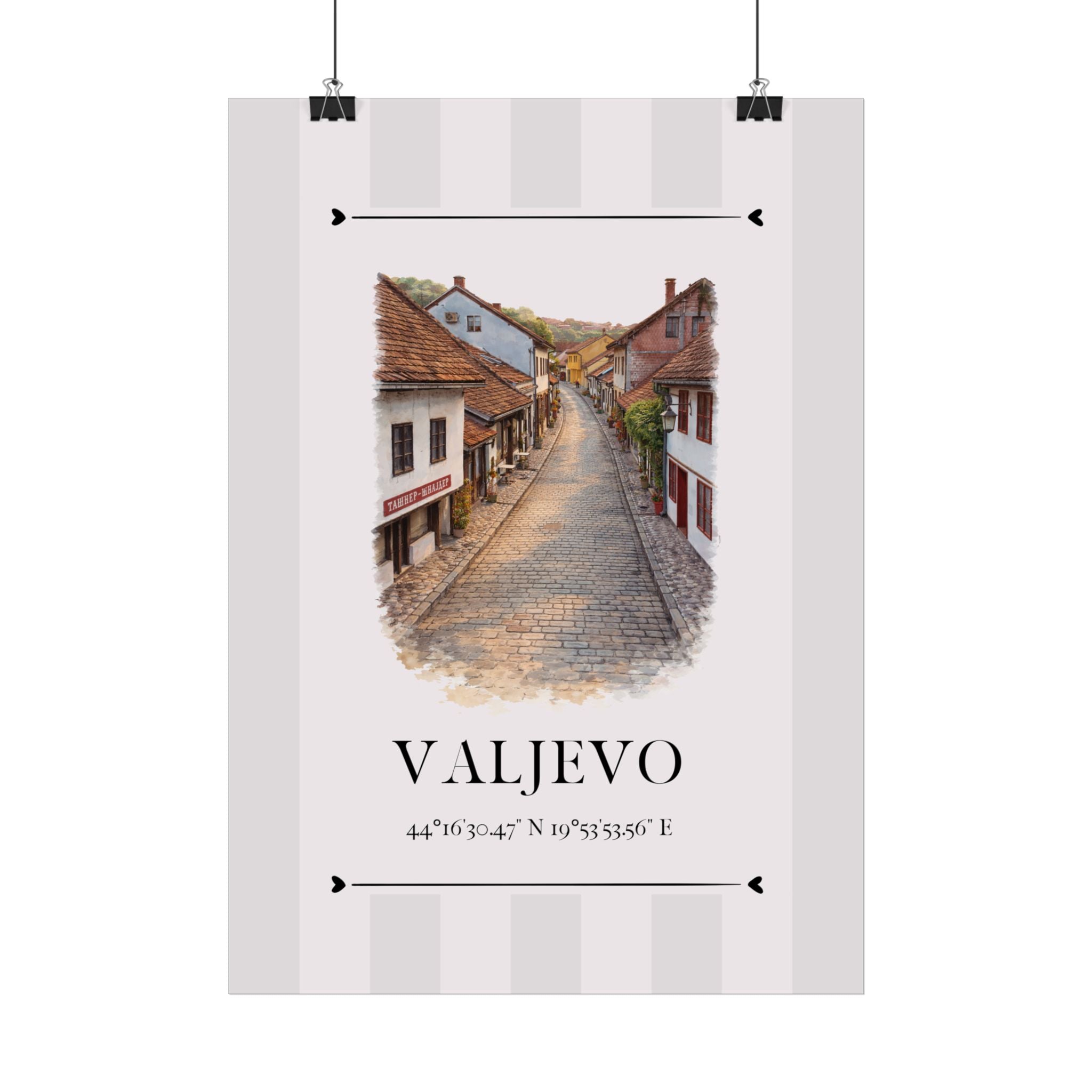 Valjevo Poster – Wahrzeichen Illustration | Stadtposter Serbien