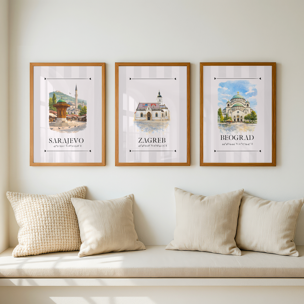 Zagreb Poster – Wahrzeichen Illustration | Stadtposter Kroatien