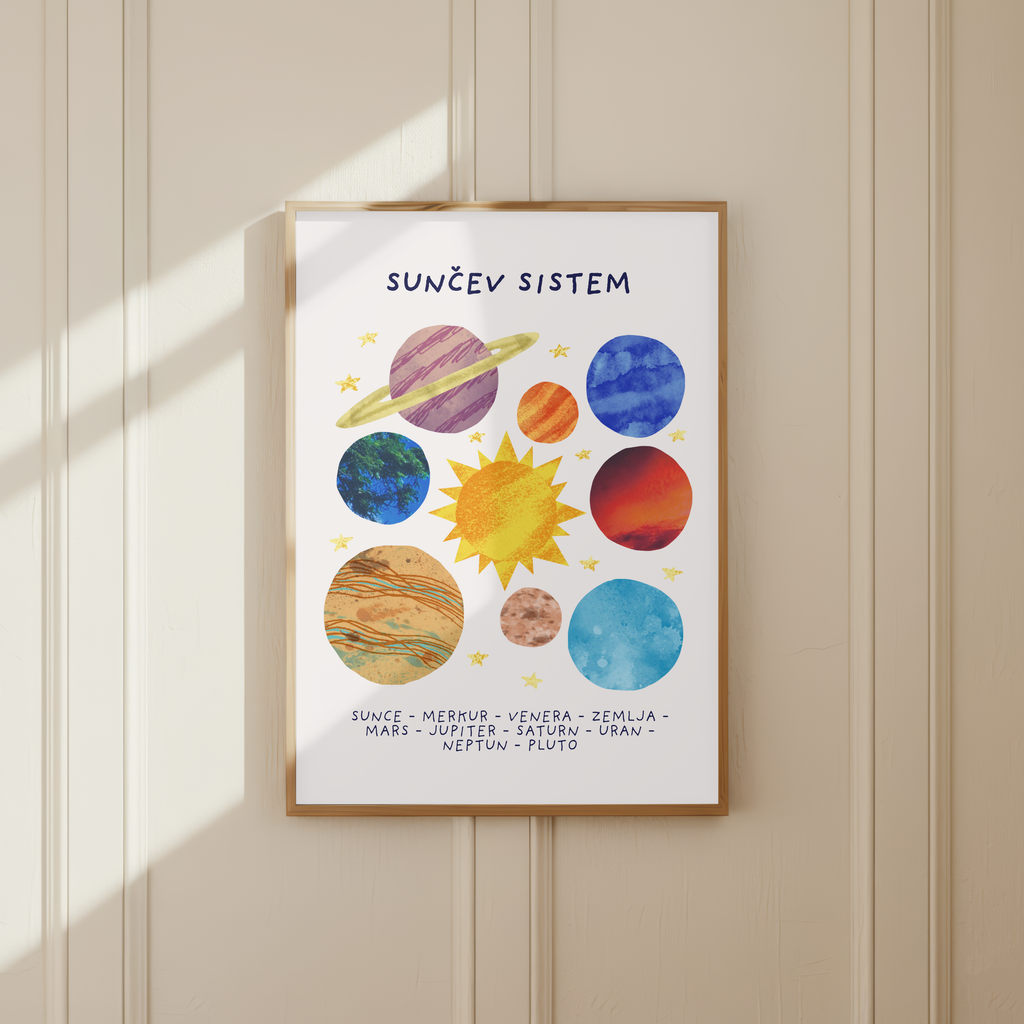 „Unser Sonnensystem“ | Buntes Lernposter für Kinderzimmer