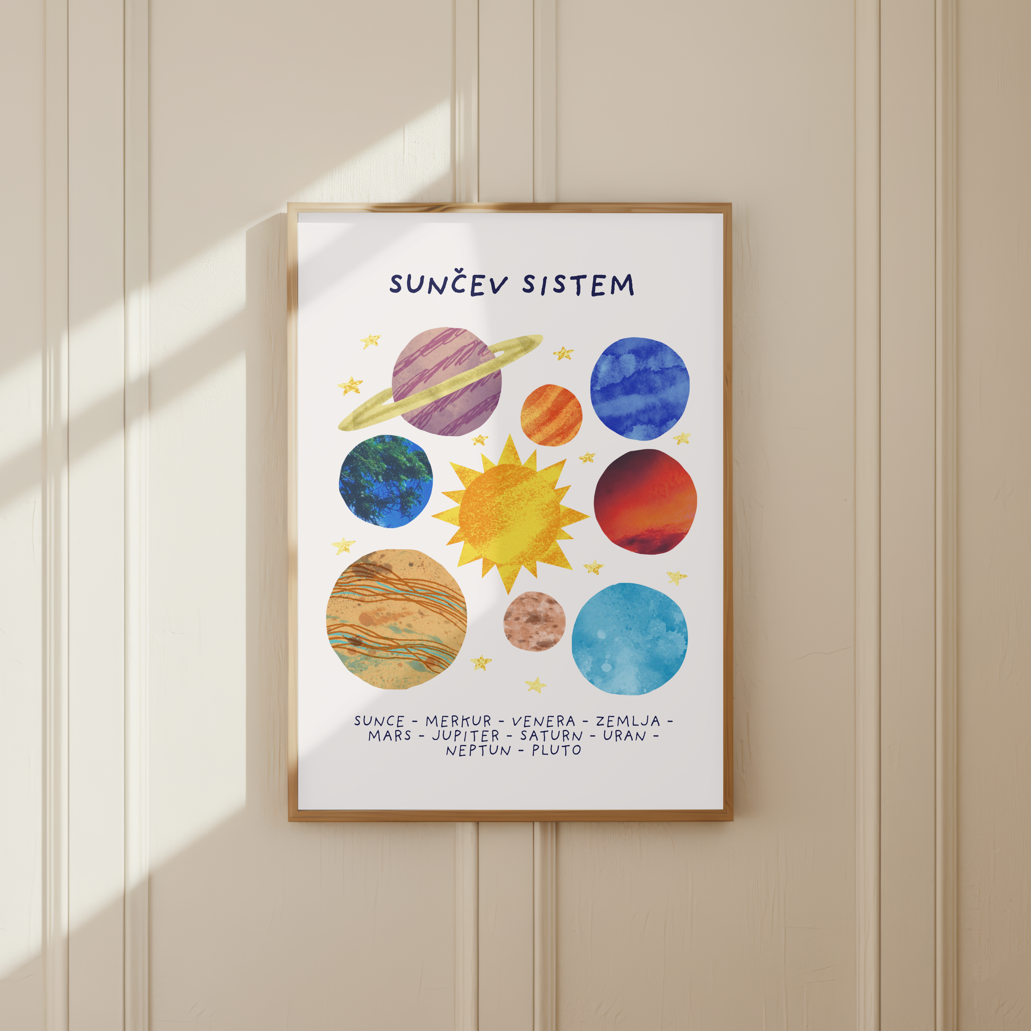 „Unser Sonnensystem“ | Buntes Lernposter für Kinderzimmer