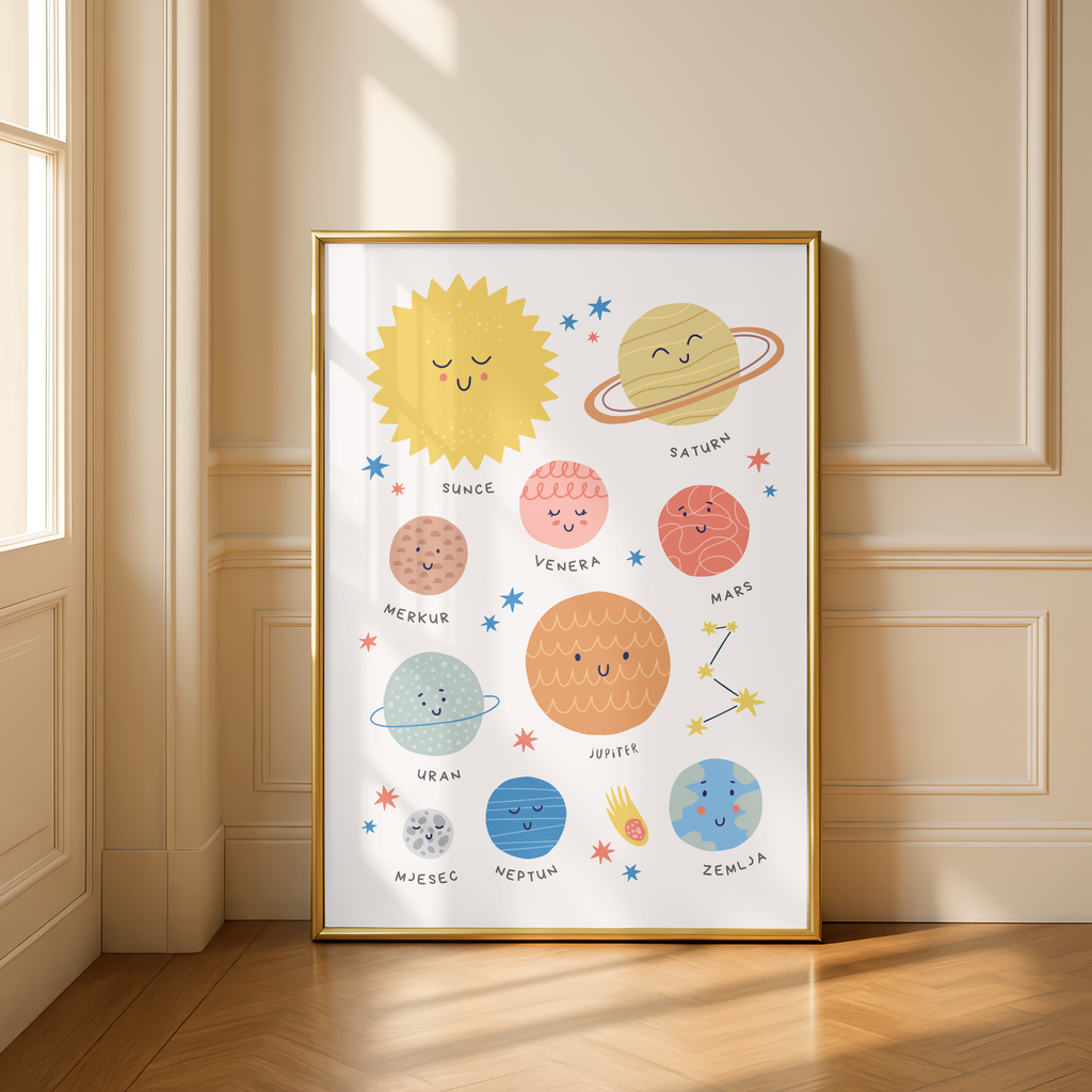 „Unser Sonnensystem“ | Buntes Lernposter für Kinderzimmer