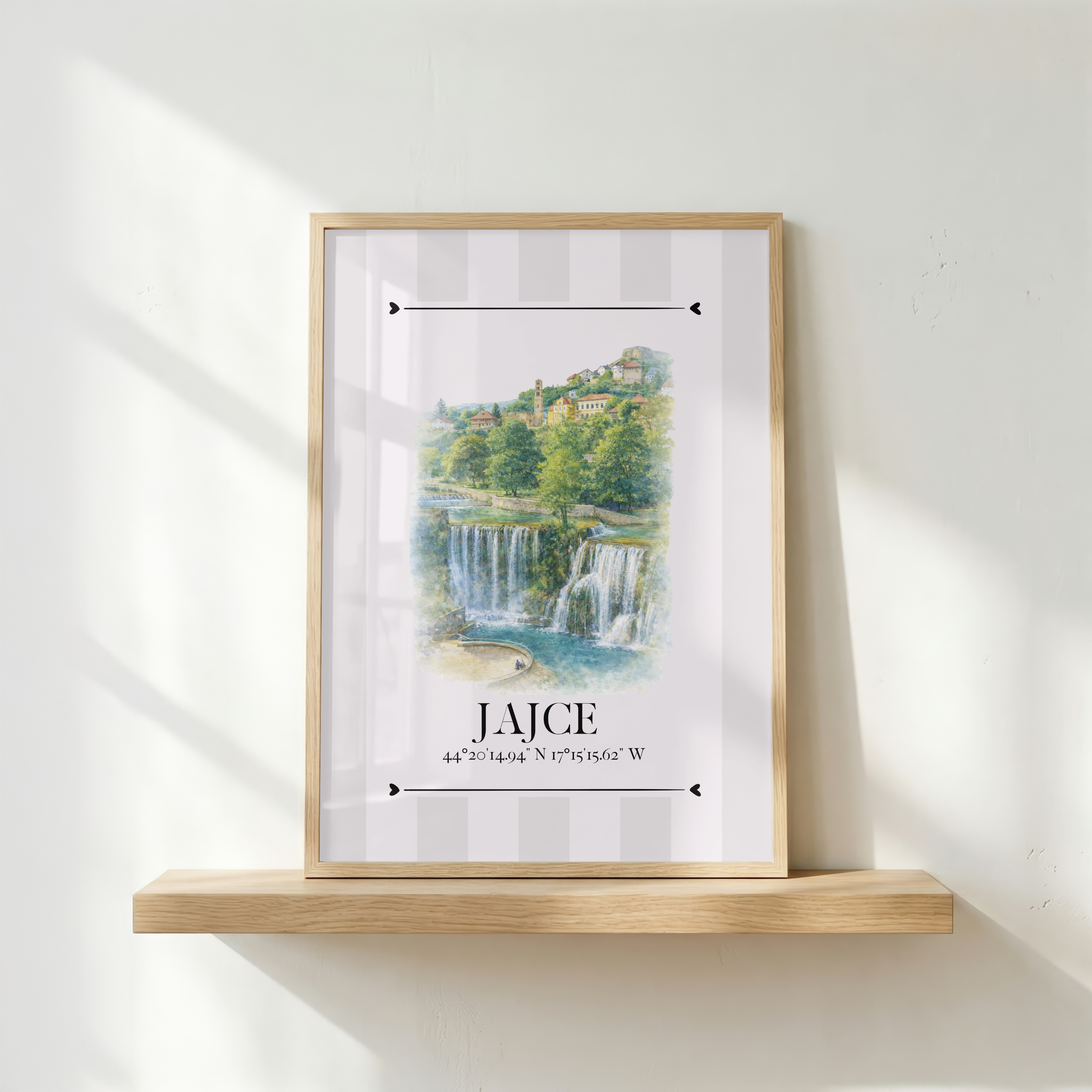 Jajce Wahrzeichen Illustration | Stadtposter Bosnien und Herzegowina