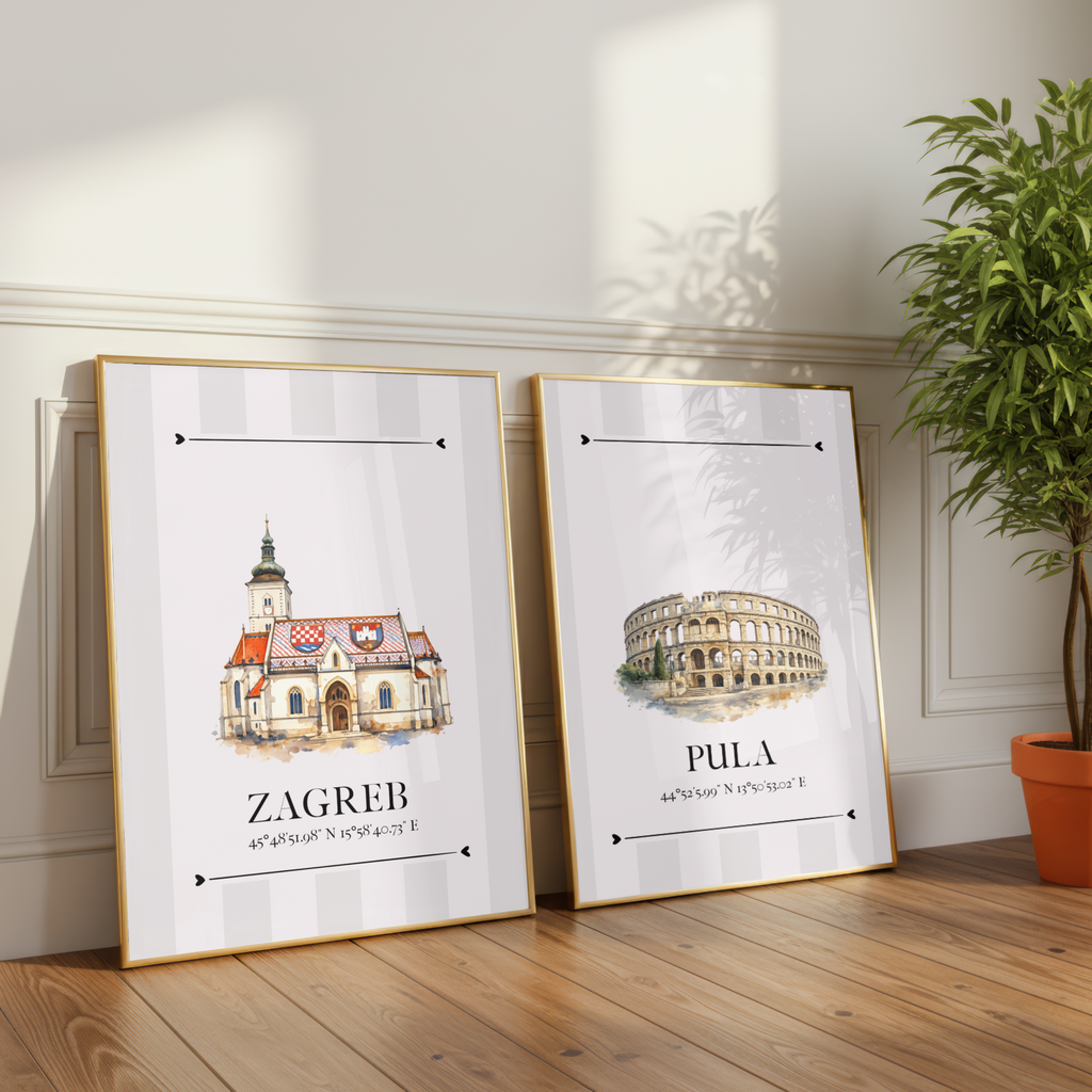 Pula Poster – Ilustracija znamenitosti | Gradski poster Hrvatska