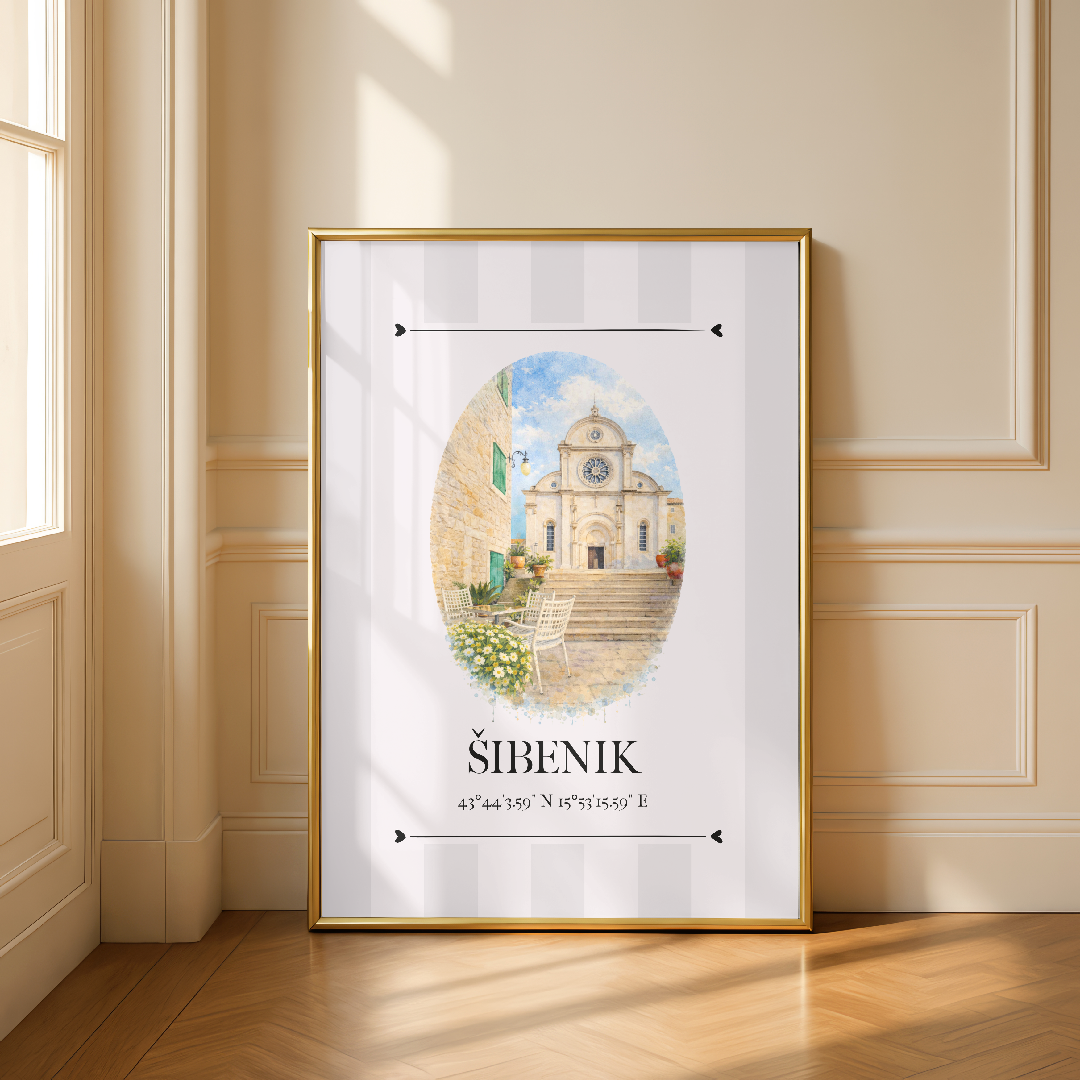 Šibenik Poster – Wahrzeichen Illustration | Stadtposter Kroatien
