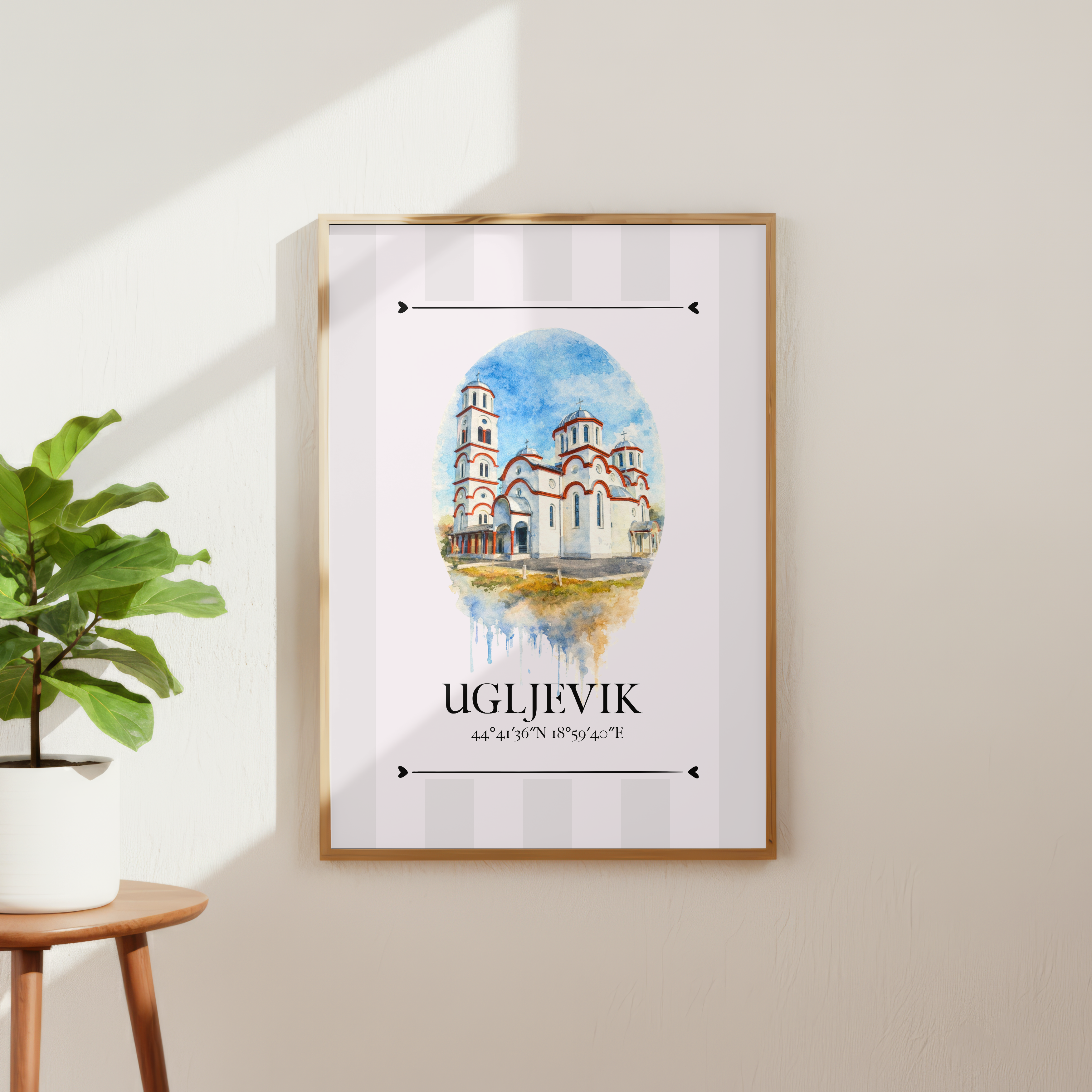 Ugljevik Wahrzeichen Illustration | Stadtposter Bosnien und Herzegowina