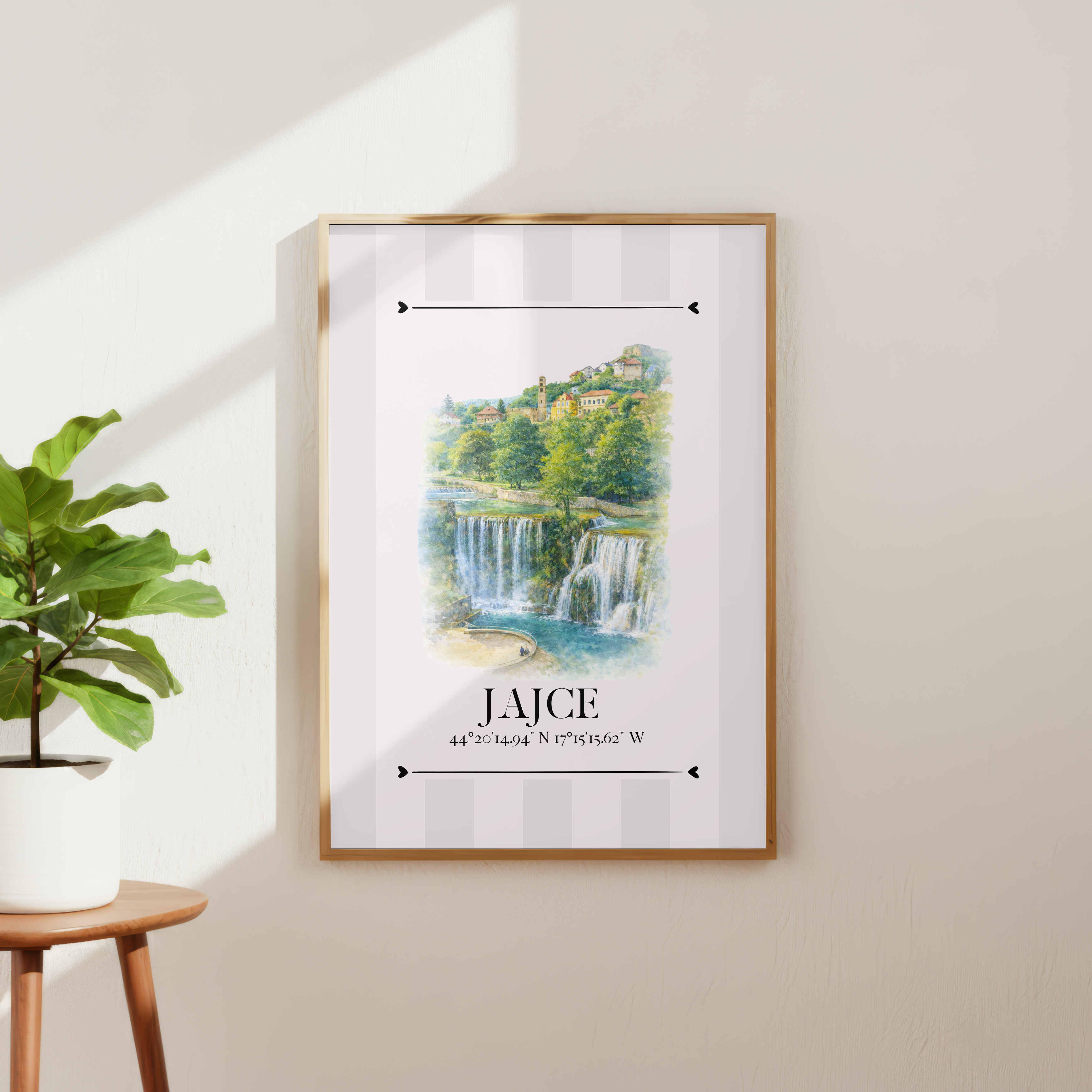 Jajce Wahrzeichen Illustration | Stadtposter Bosnien und Herzegowina