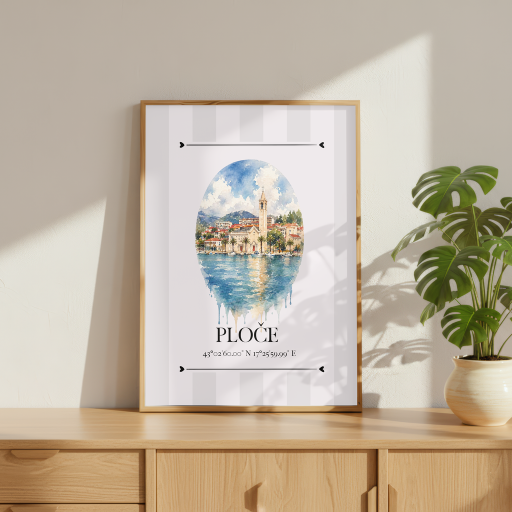 Ploče Poster – Wahrzeichen Illustration | Stadtposter Kroatien