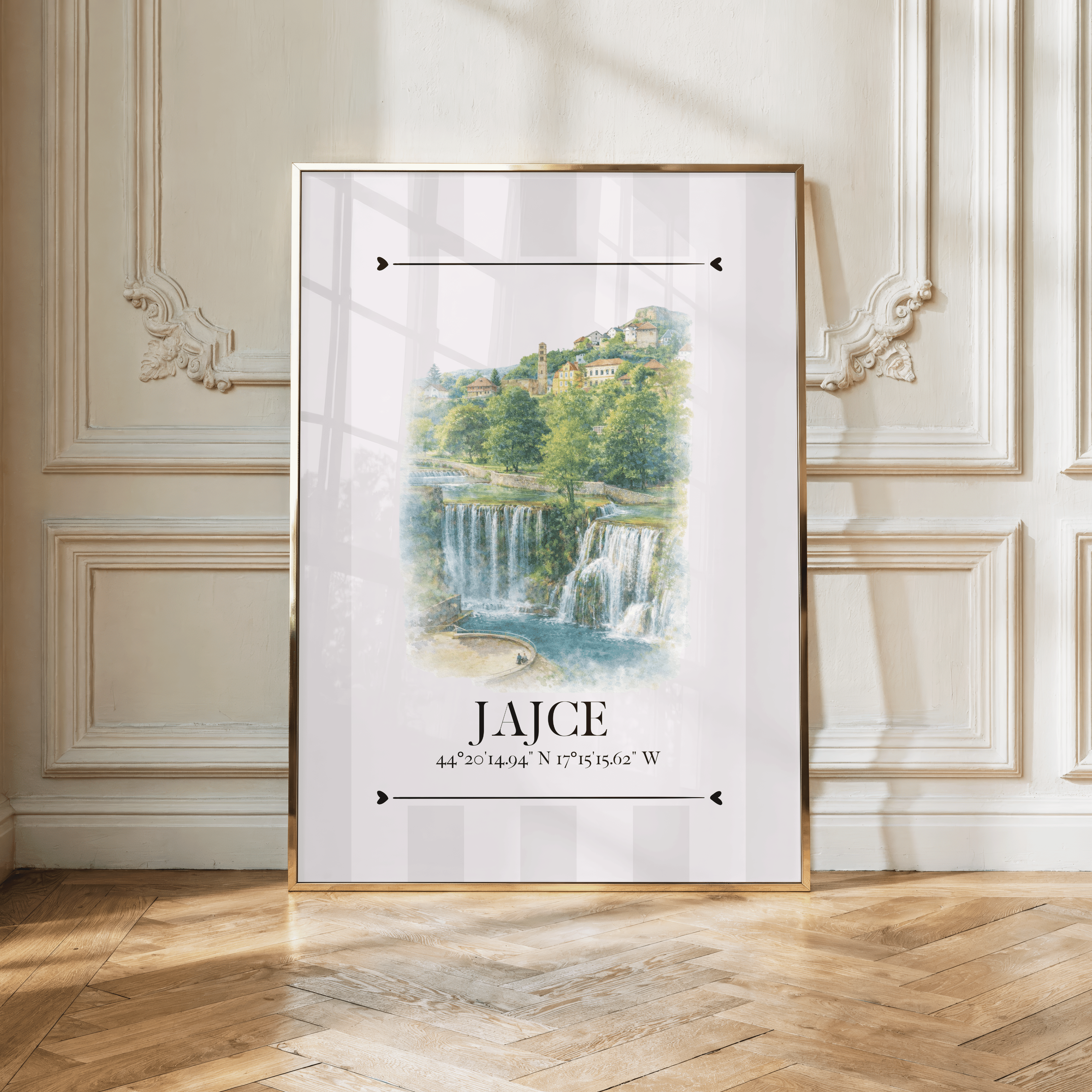 Jajce Wahrzeichen Illustration | Stadtposter Bosnien und Herzegowina