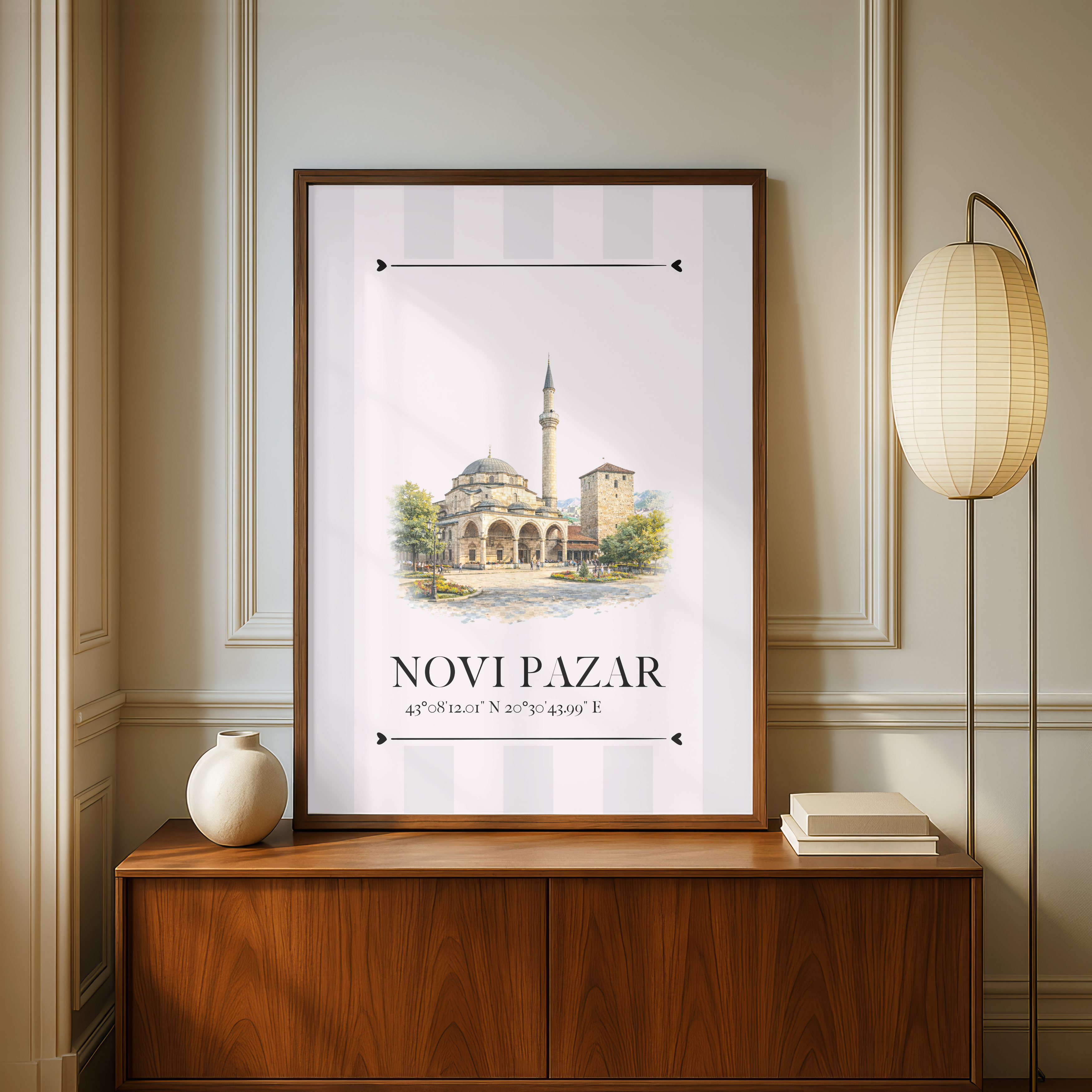 Novi Pazar Poster – Wahrzeichen Illustration | Stadtposter Serbien