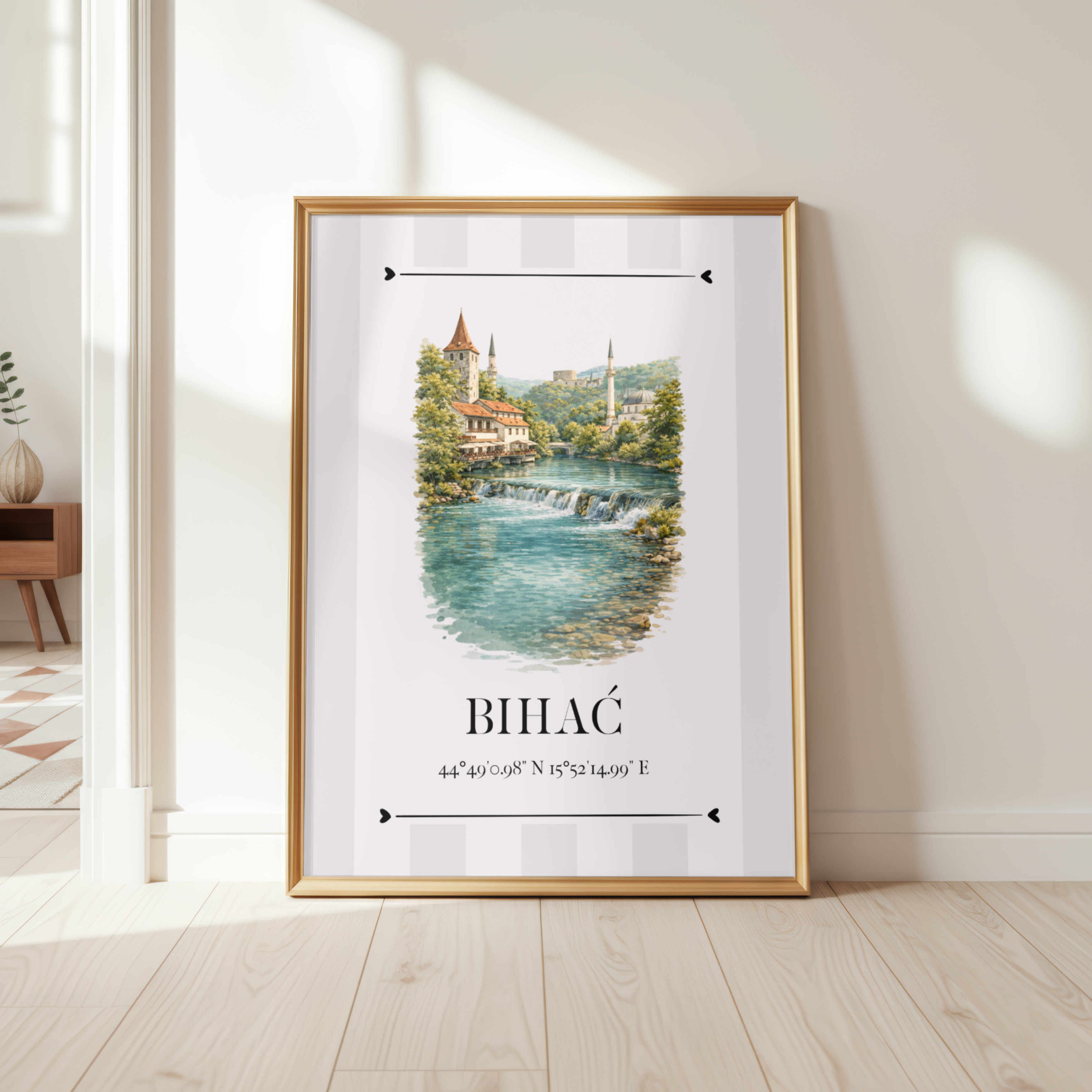 Bihać Poster – Wahrzeichen Illustration | Stadtposter Bosnien und Herzegowina