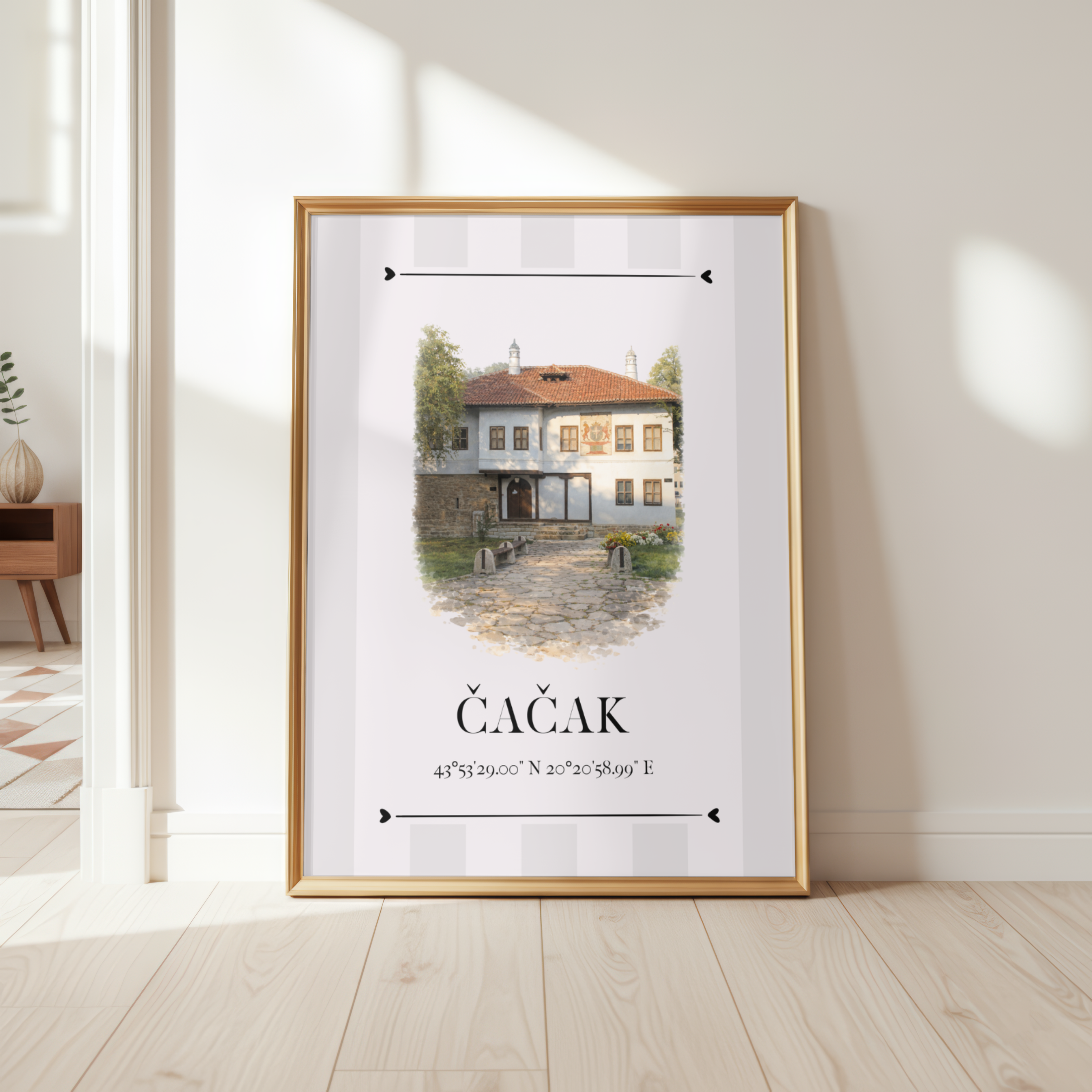 Čačak Poster – Wahrzeichen Illustration | Stadtposter Serbien