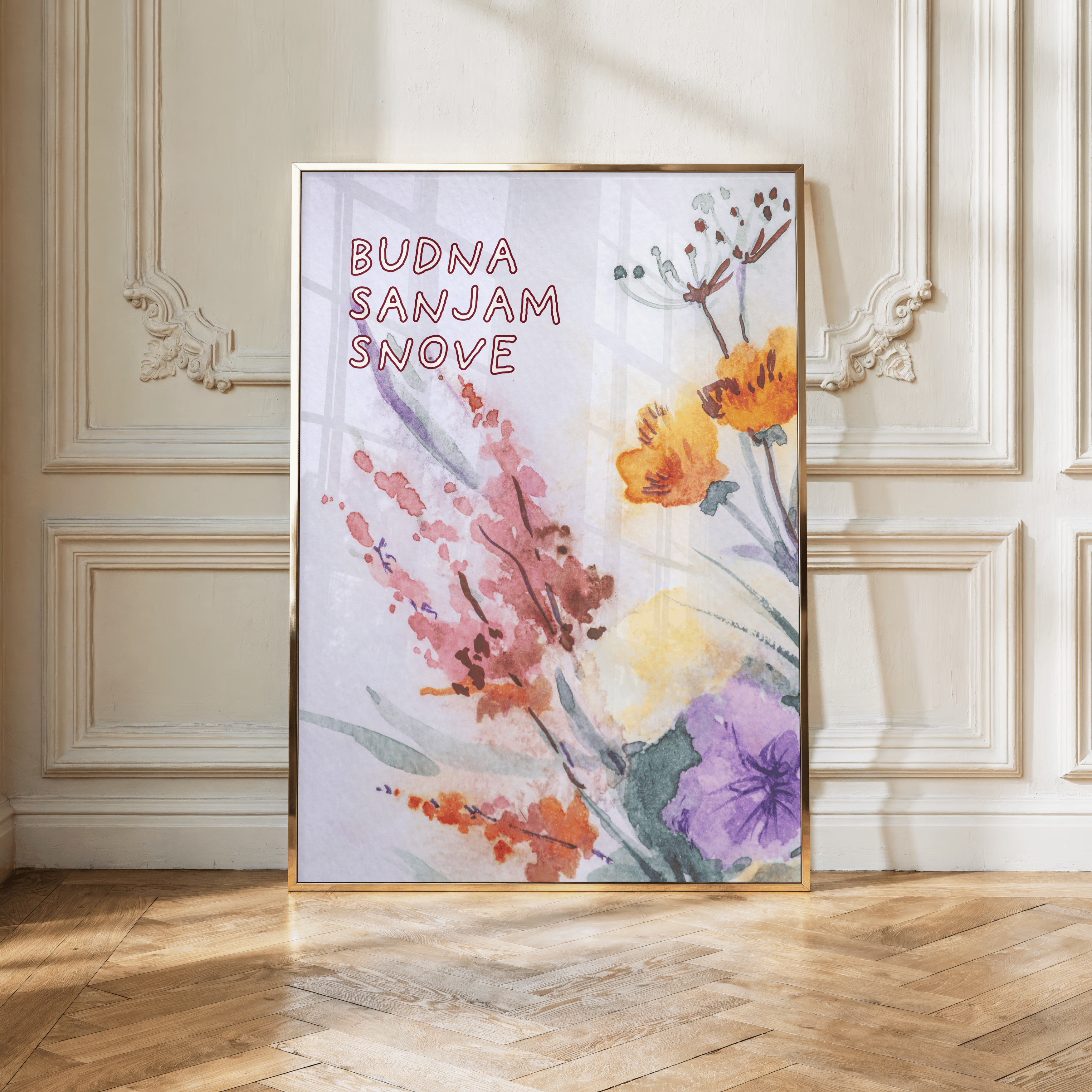 Budna sanjam snove – Kunstdruck mit Wildblumen