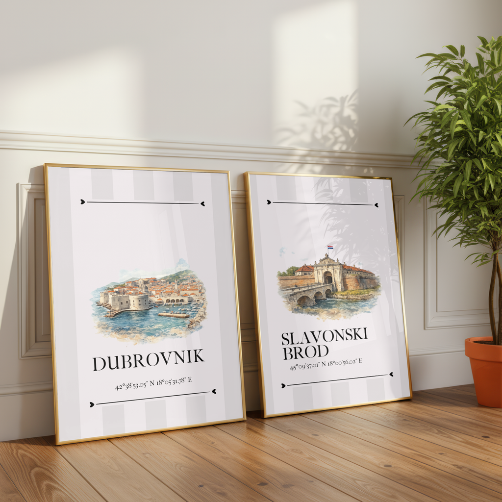 Slavonski Brod Poster – Wahrzeichen Illustration | Stadtposter Kroatien