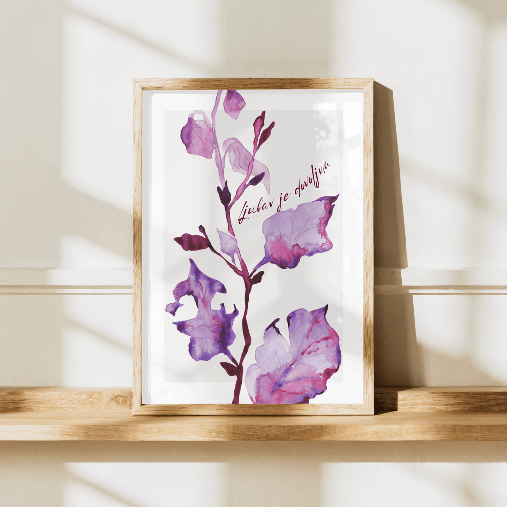 Botanische Aquarellkunst – Blüten in Violett