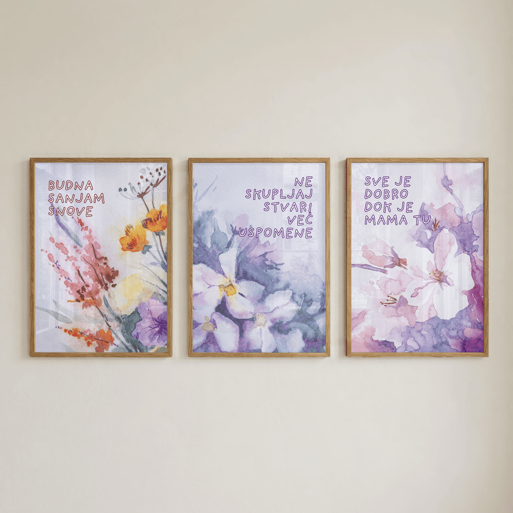 Budna sanjam snove – Kunstdruck mit Wildblumen