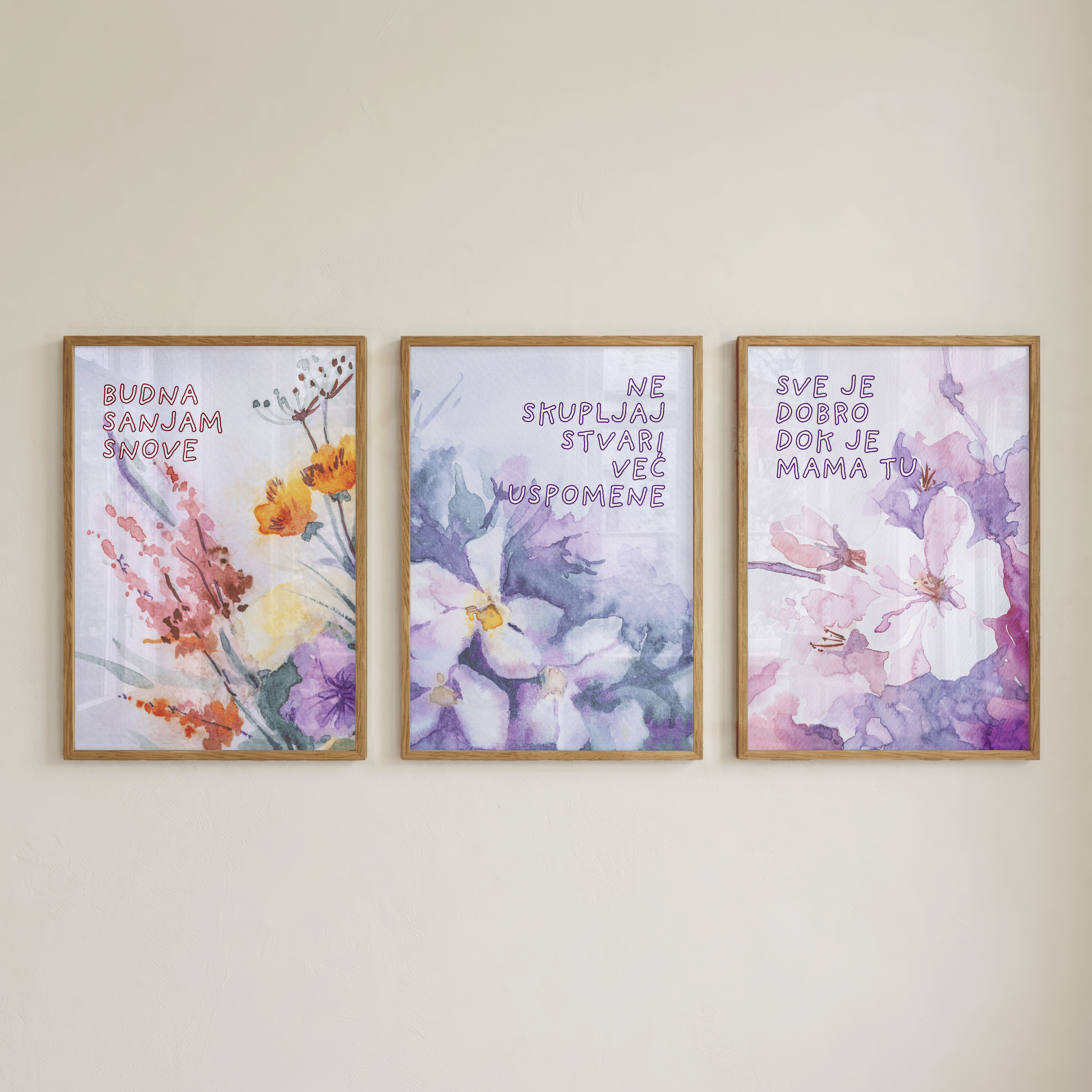Budna sanjam snove – Kunstdruck mit Wildblumen