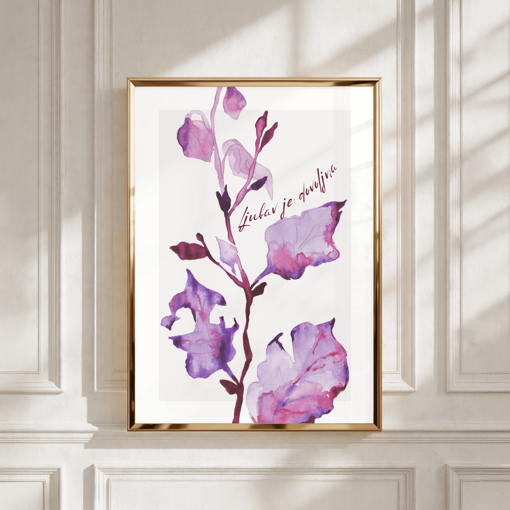 Botanische Aquarellkunst – Blüten in Violett