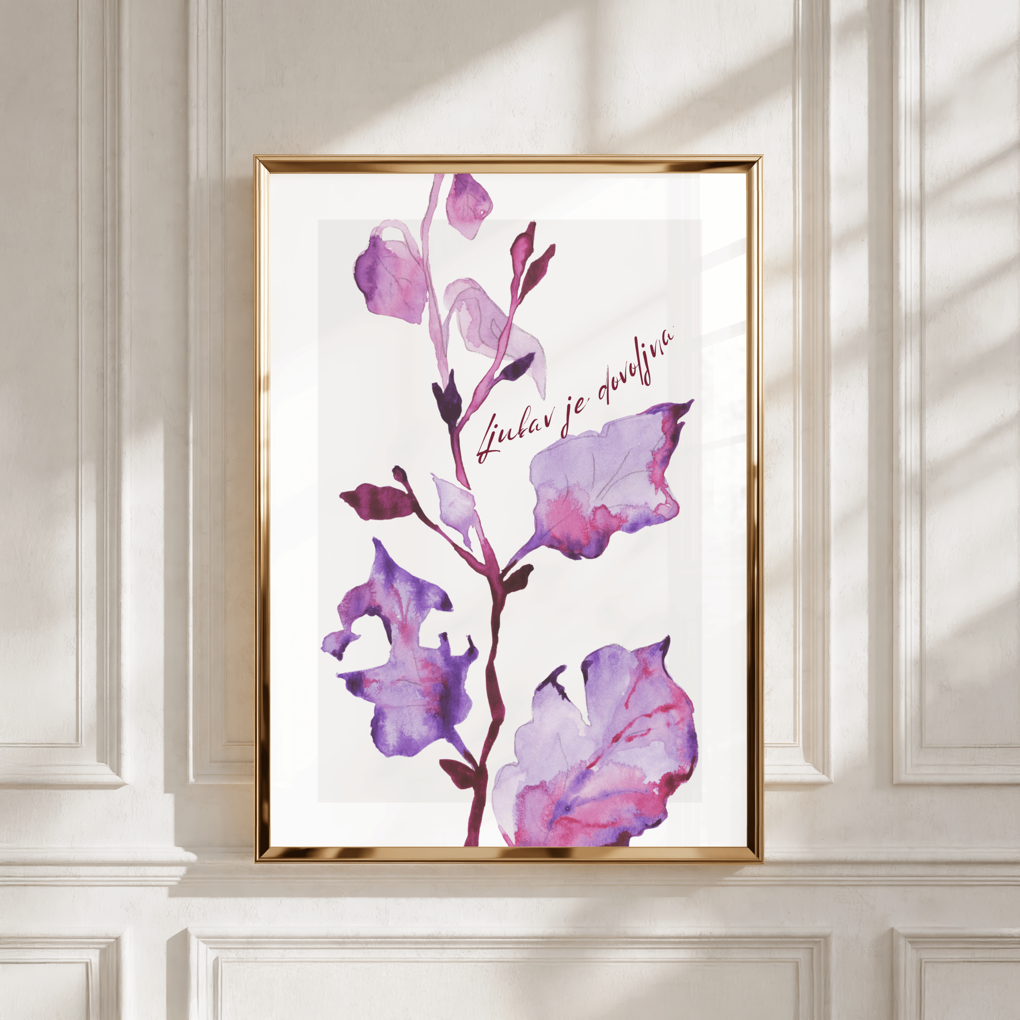 Botanische Aquarellkunst – Blüten in Violett