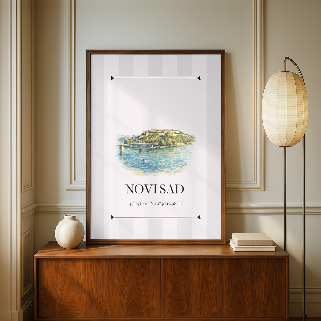 Novi Sad Poster – Wahrzeichen Illustration | Stadtposter Serbien