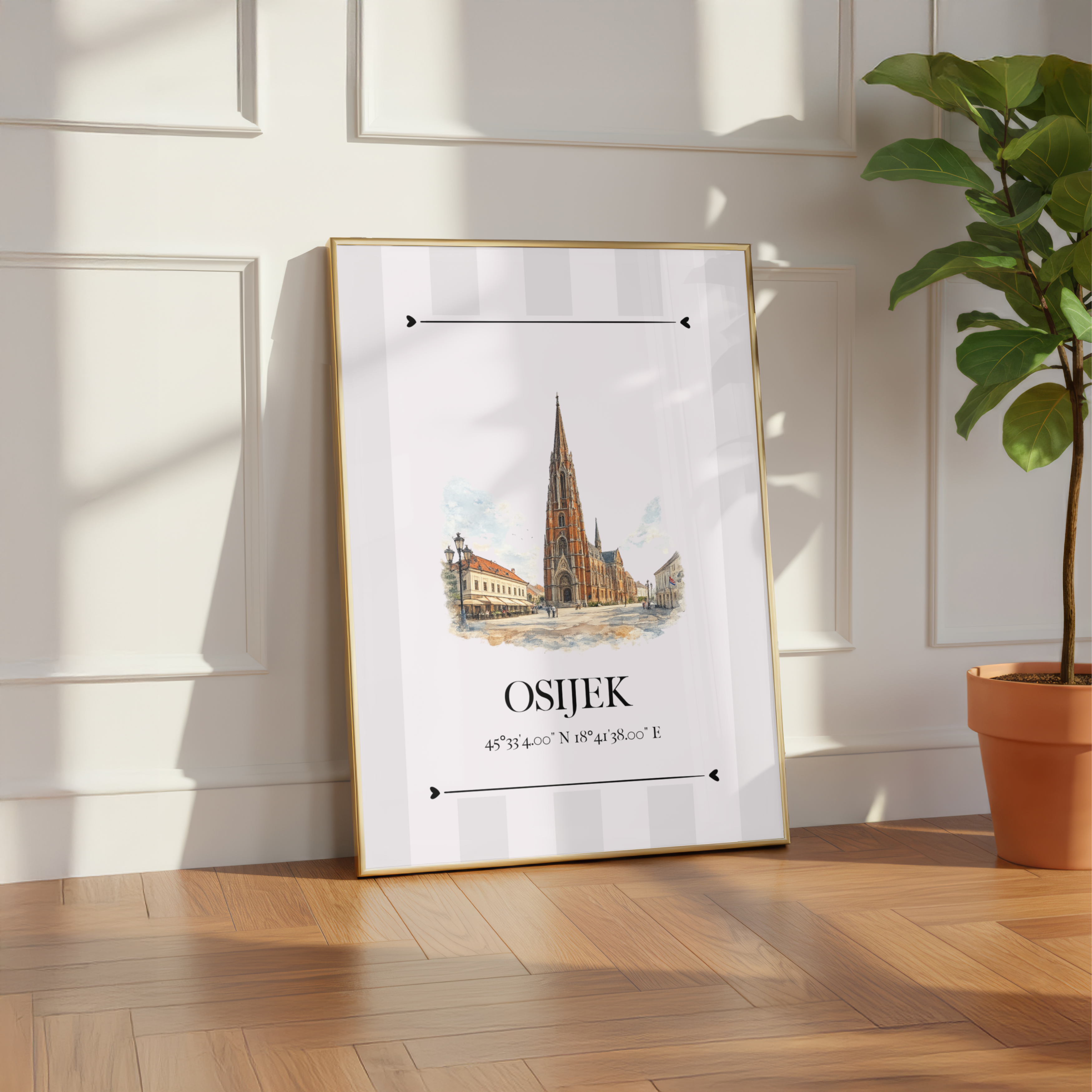 Osijek Poster – Wahrzeichen Illustration | Stadtposter Kroatien