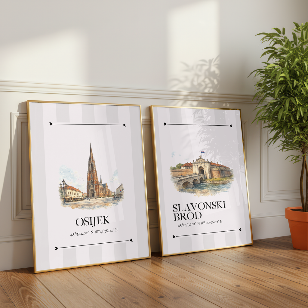Osijek Poster – Wahrzeichen Illustration | Stadtposter Kroatien
