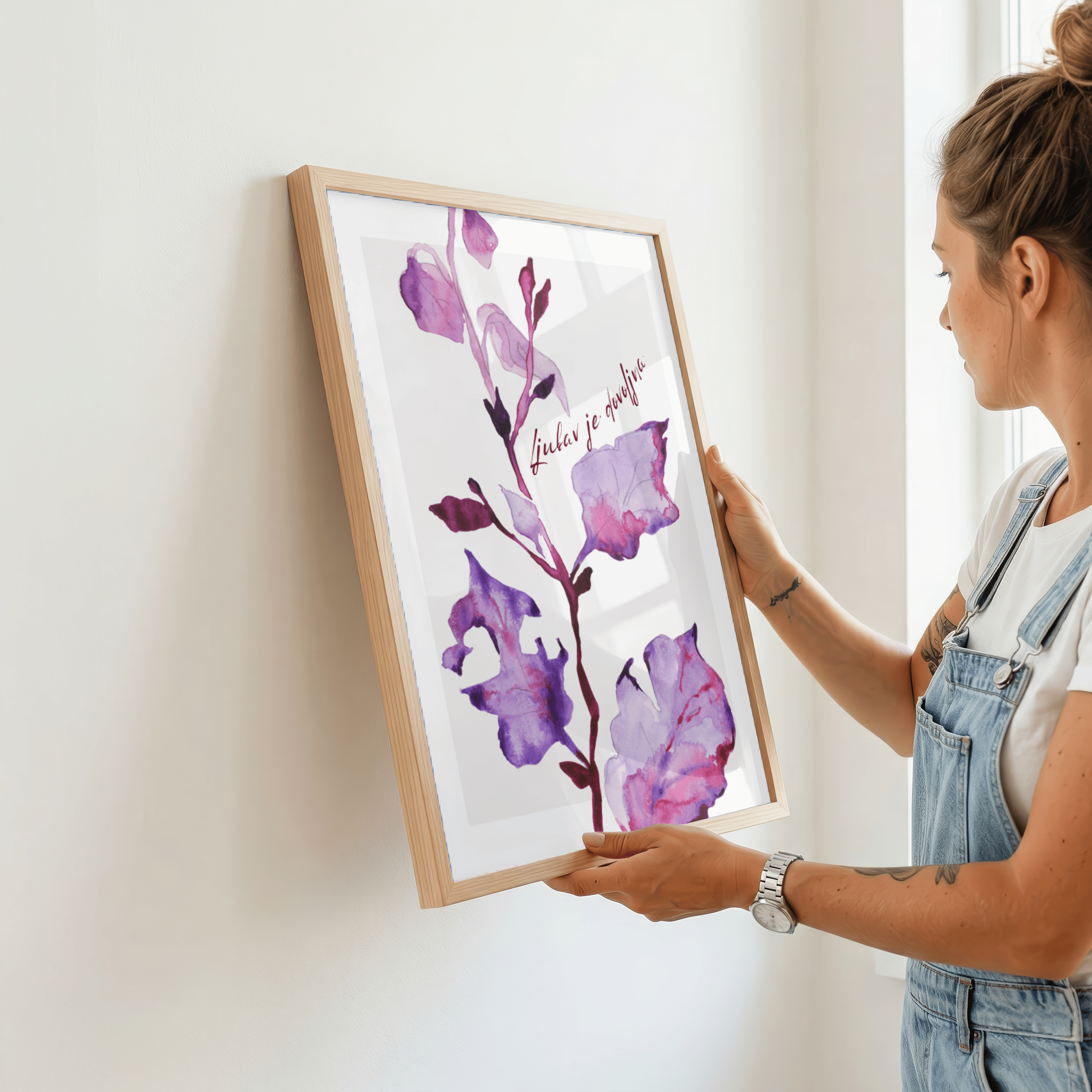 Botanische Aquarellkunst – Blüten in Violett