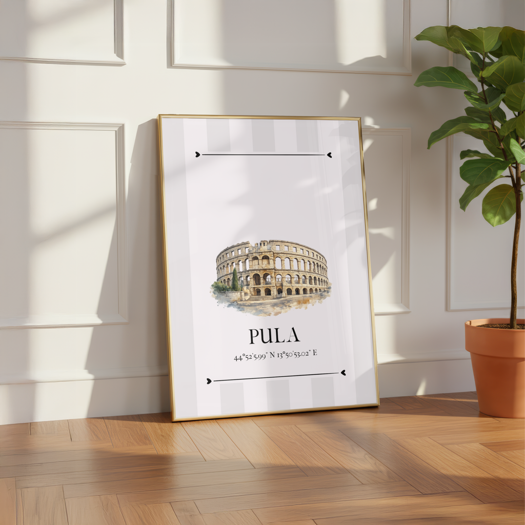 Pula Poster – Ilustracija znamenitosti | Gradski poster Hrvatska