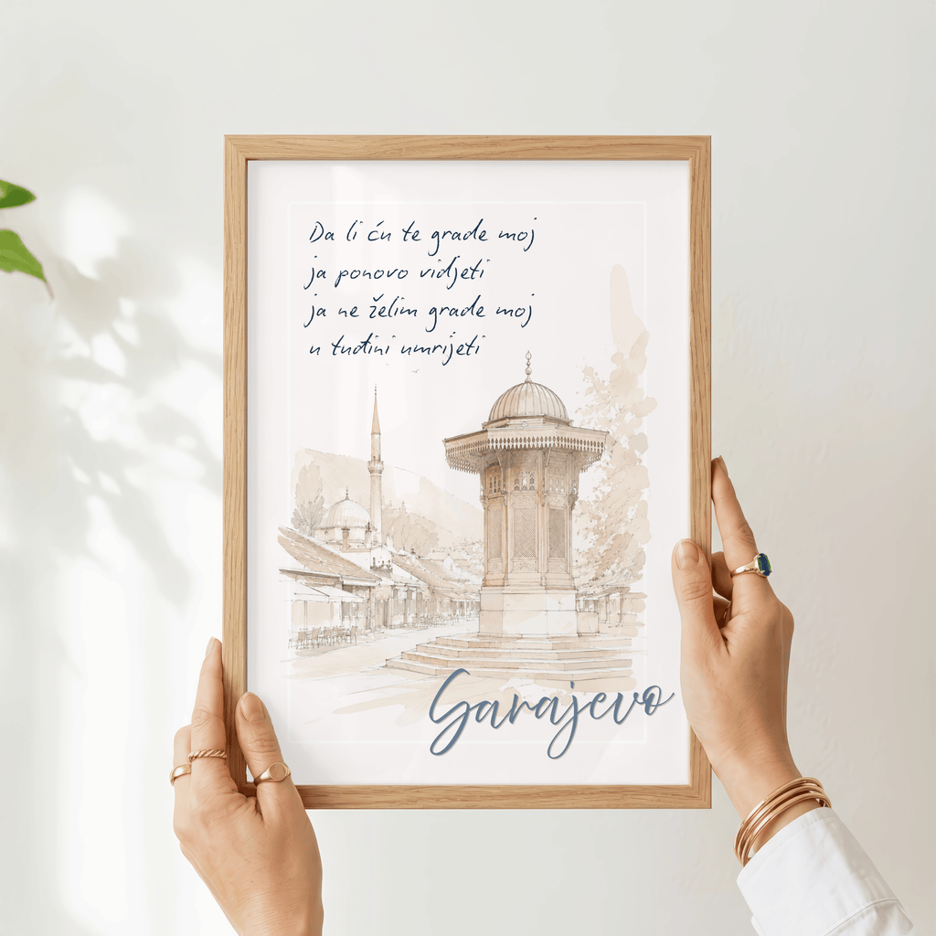 Sarajevo – Zeitlose Erinnerung | Aquarell-Kunstdruck mit Sebilj