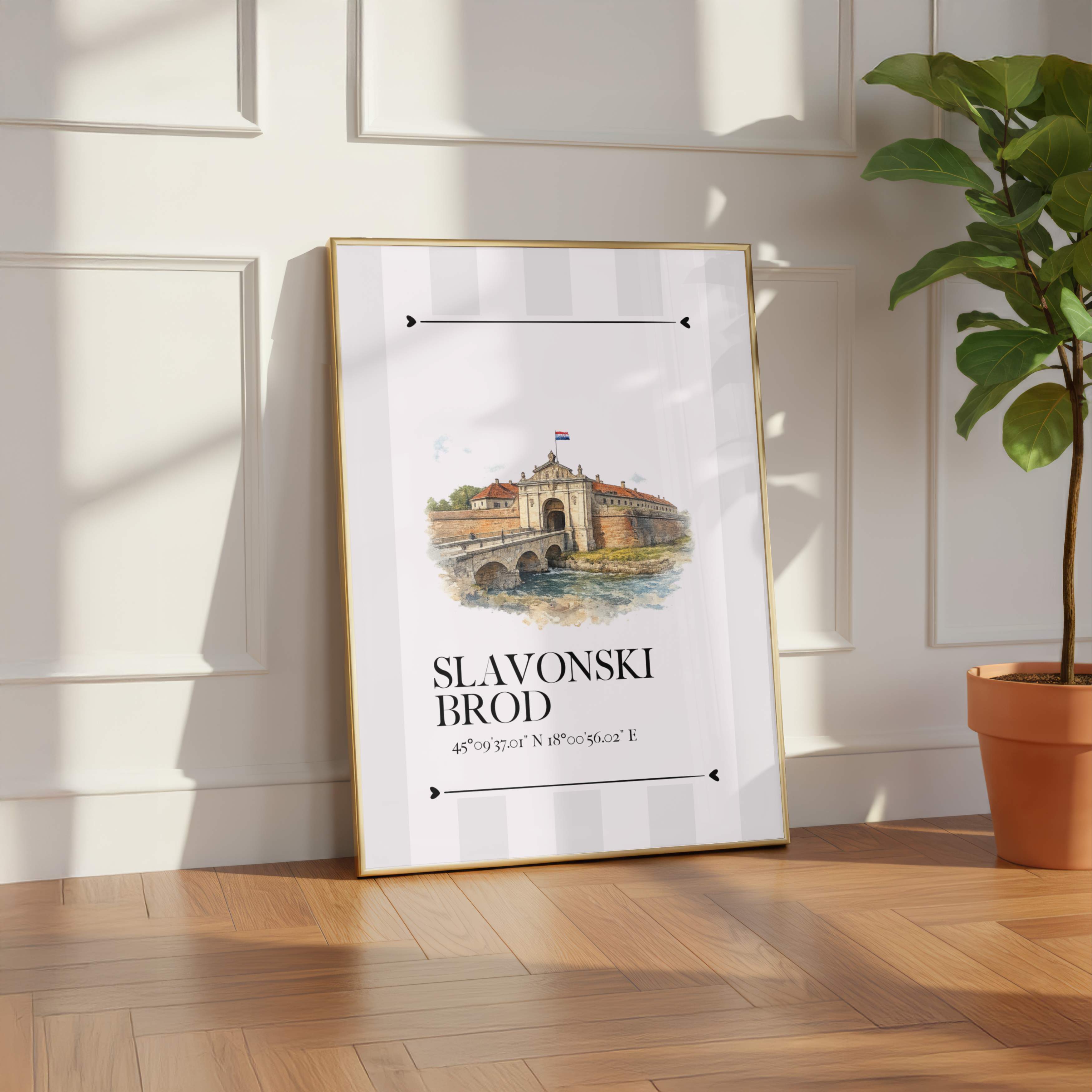 Slavonski Brod Poster – Wahrzeichen Illustration | Stadtposter Kroatien