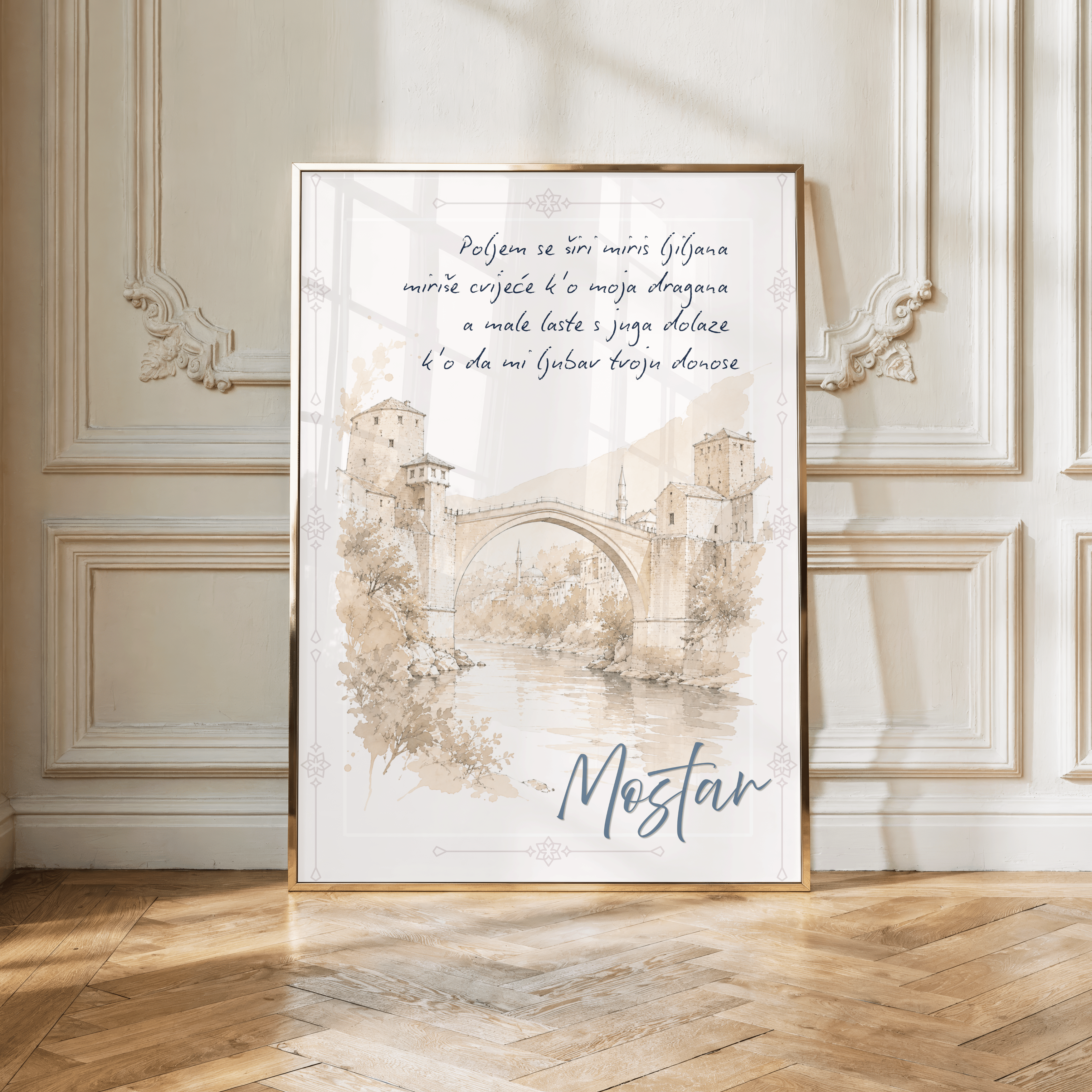 Mostar – Zeitlose Erinnerung | Aquarell-Kunstdruck mit der Alten Brücke