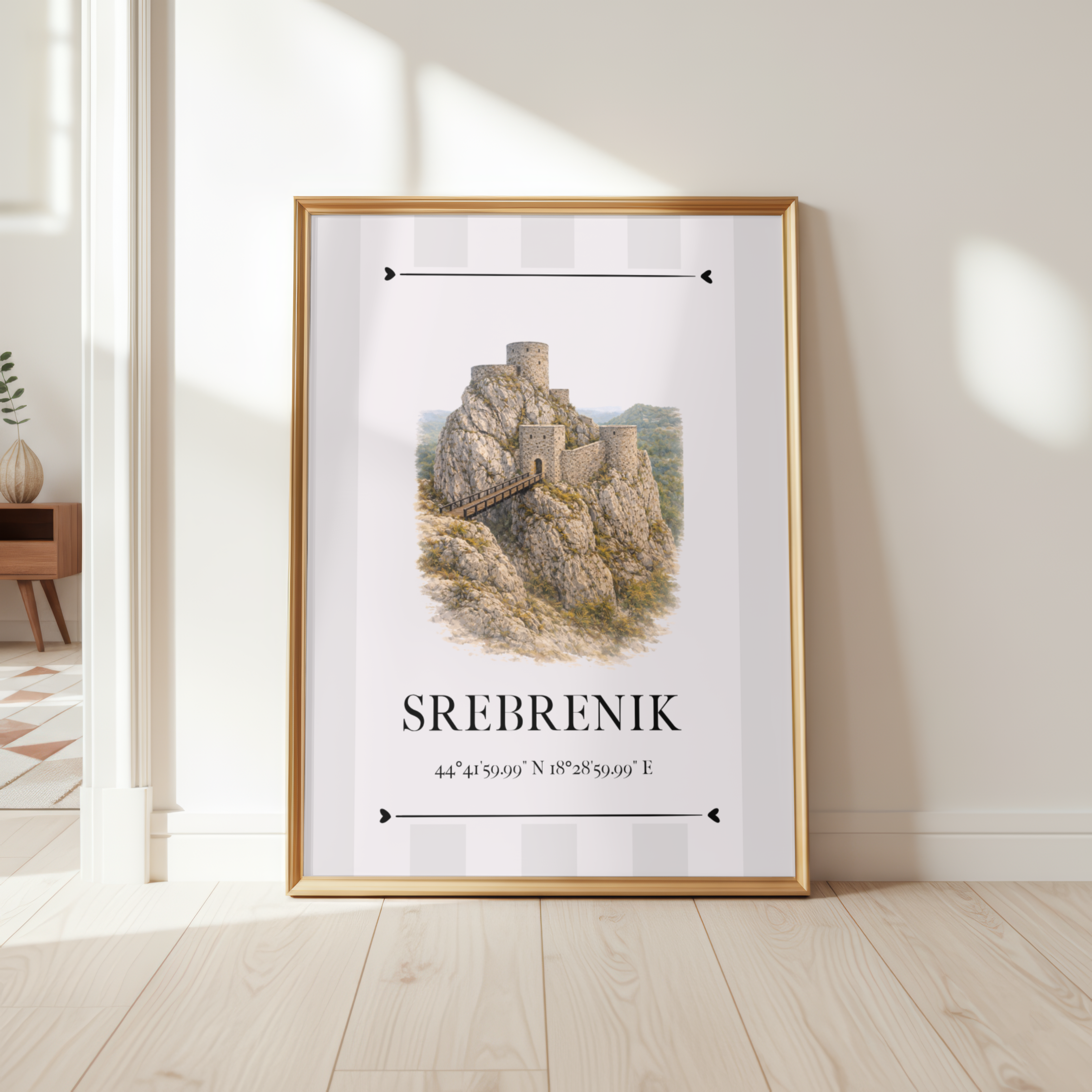 Srebrenik Poster – Wahrzeichen Illustration | Stadtposter Bosnien und Herzegowina