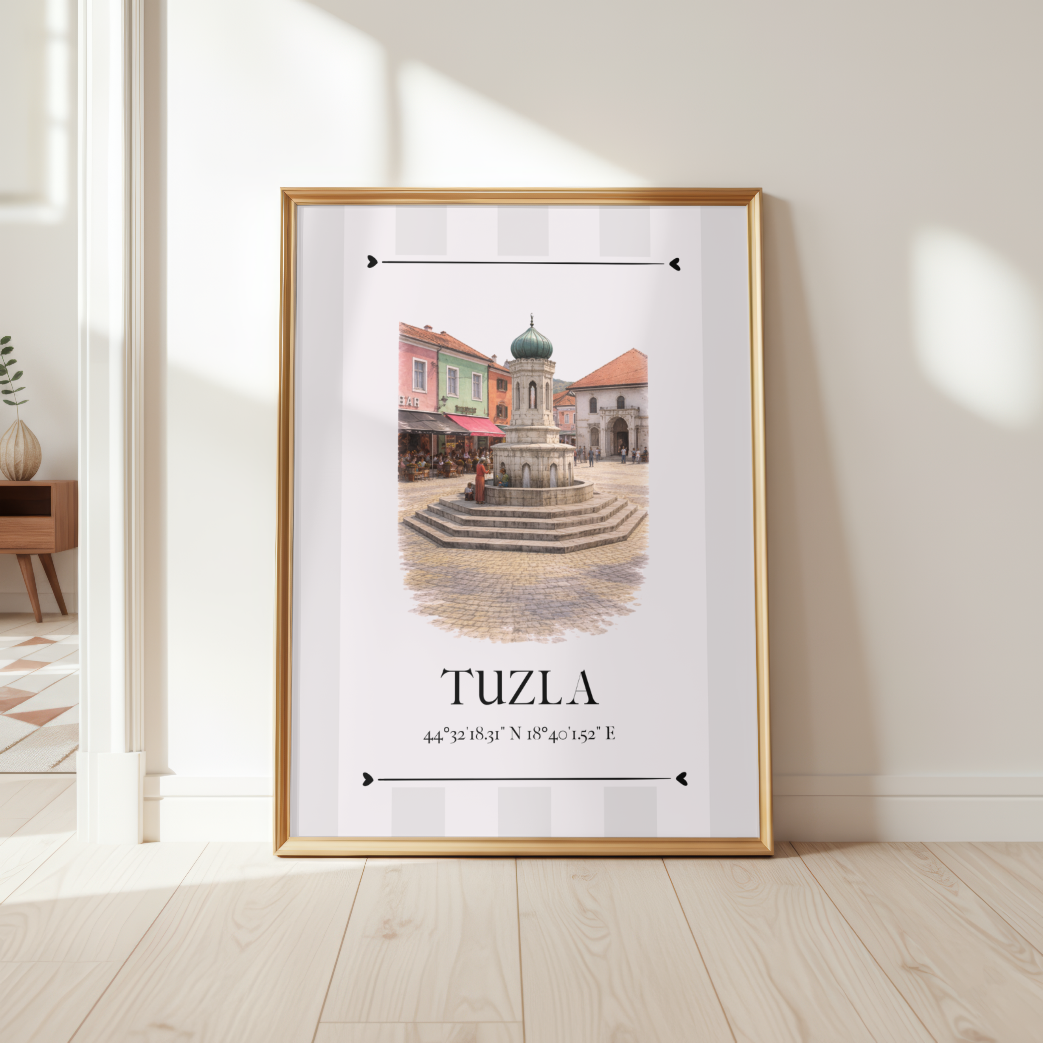 Tuzla Poster – Wahrzeichen Illustration | Stadtposter Bosnien und Herzegowina