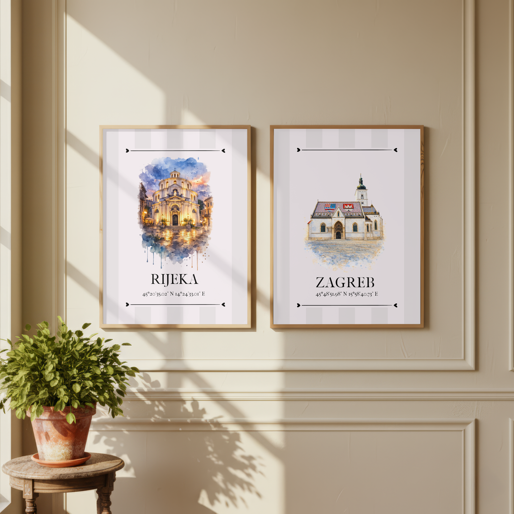 Rijeka Poster – Wahrzeichen Illustration | Stadtposter Kroatien