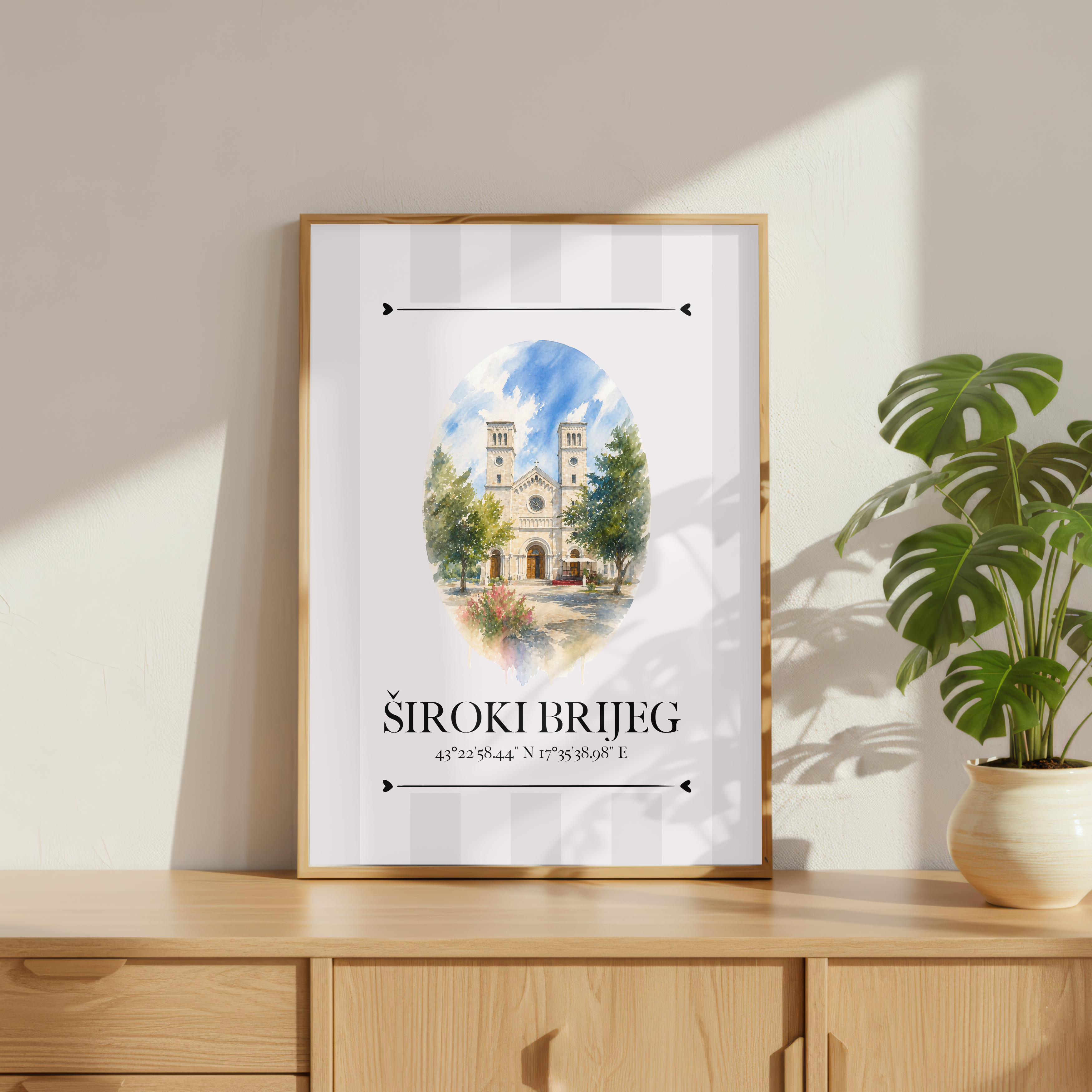 Široki Brijeg Wahrzeichen Illustration | Stadtposter Bosnien und Herzegowina