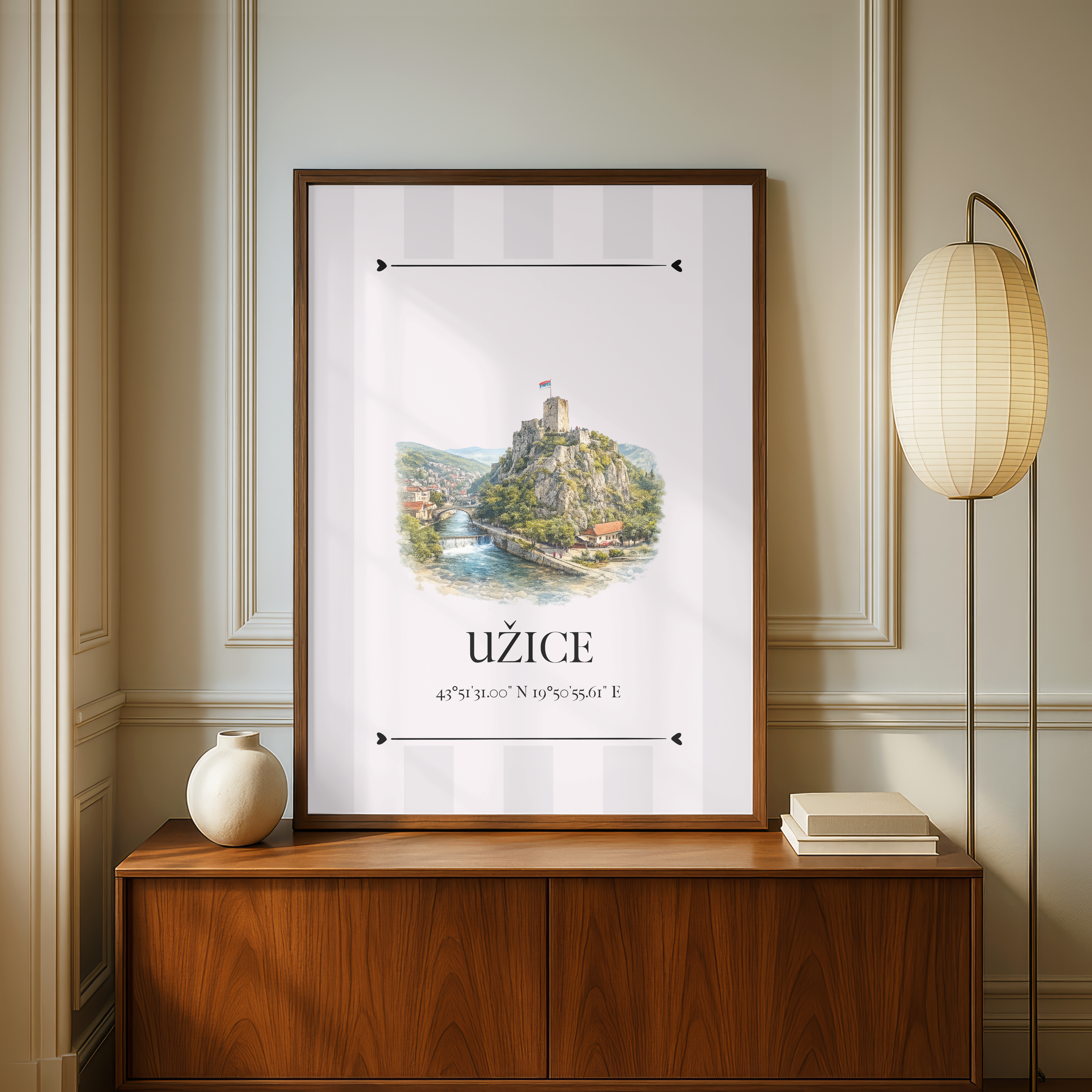 Užice Poster – Wahrzeichen Illustration | Stadtposter Serbien