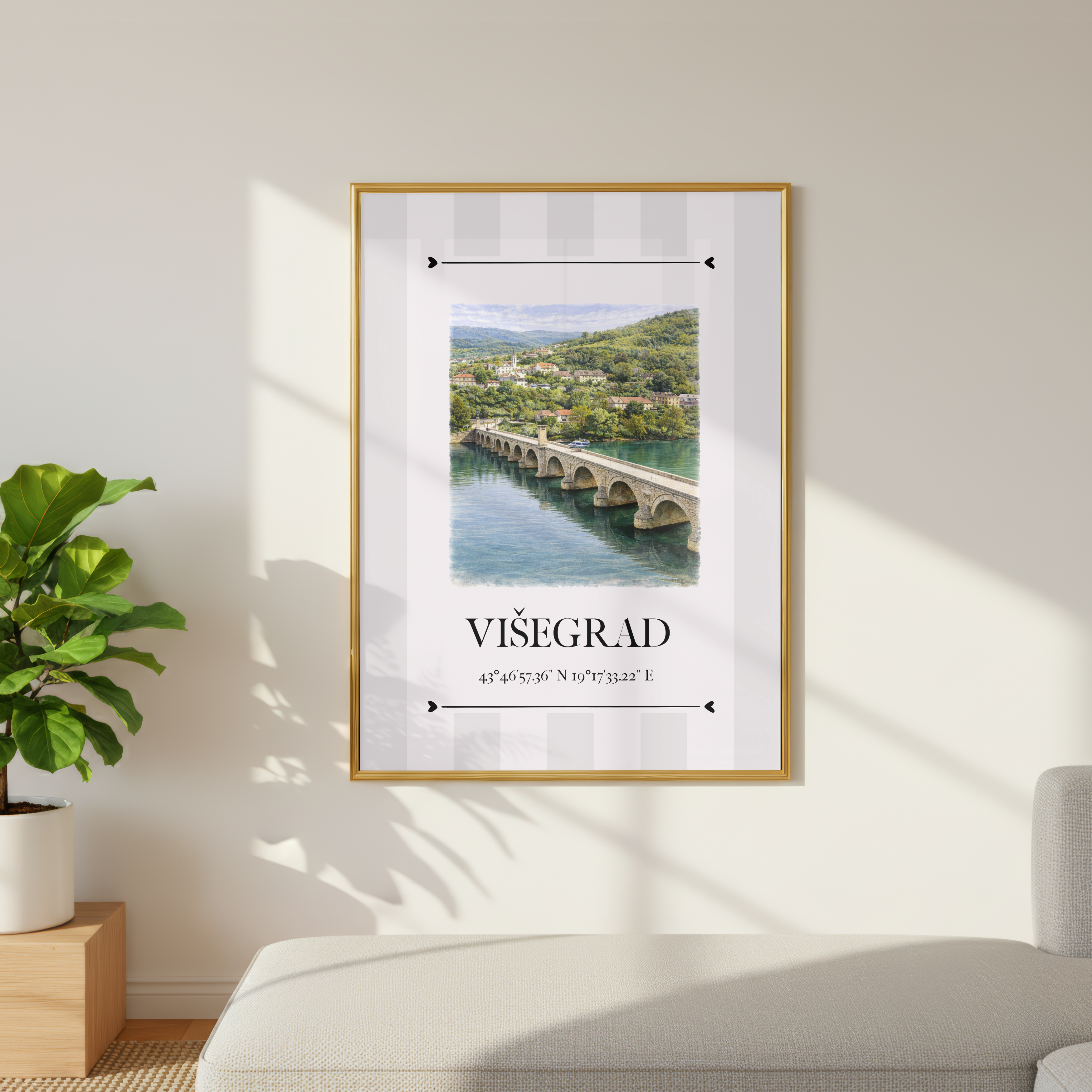 Višegrad Poster – Wahrzeichen Illustration | Stadtposter Bosnien und Herzegowina