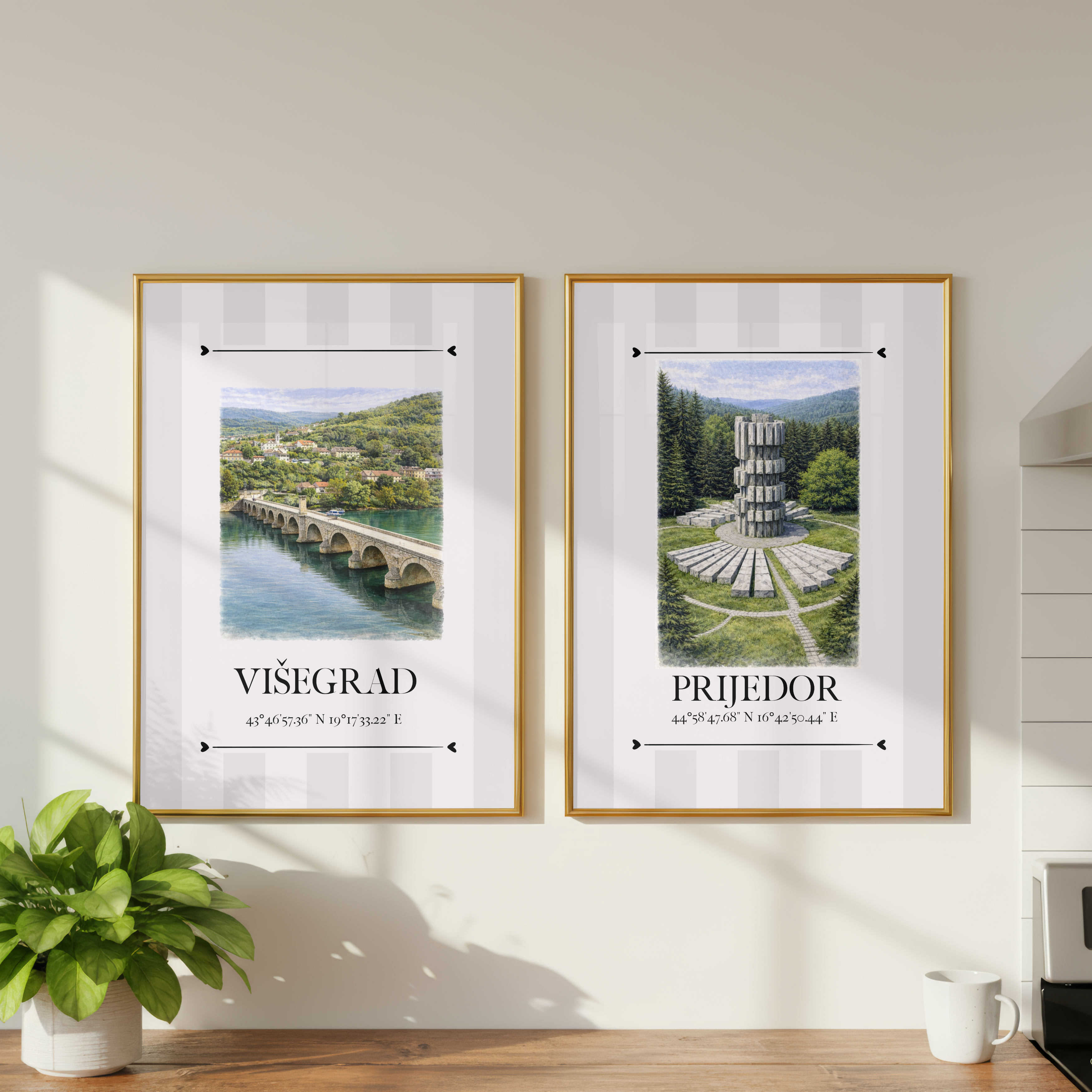 Višegrad Poster – Wahrzeichen Illustration | Stadtposter Bosnien und Herzegowina