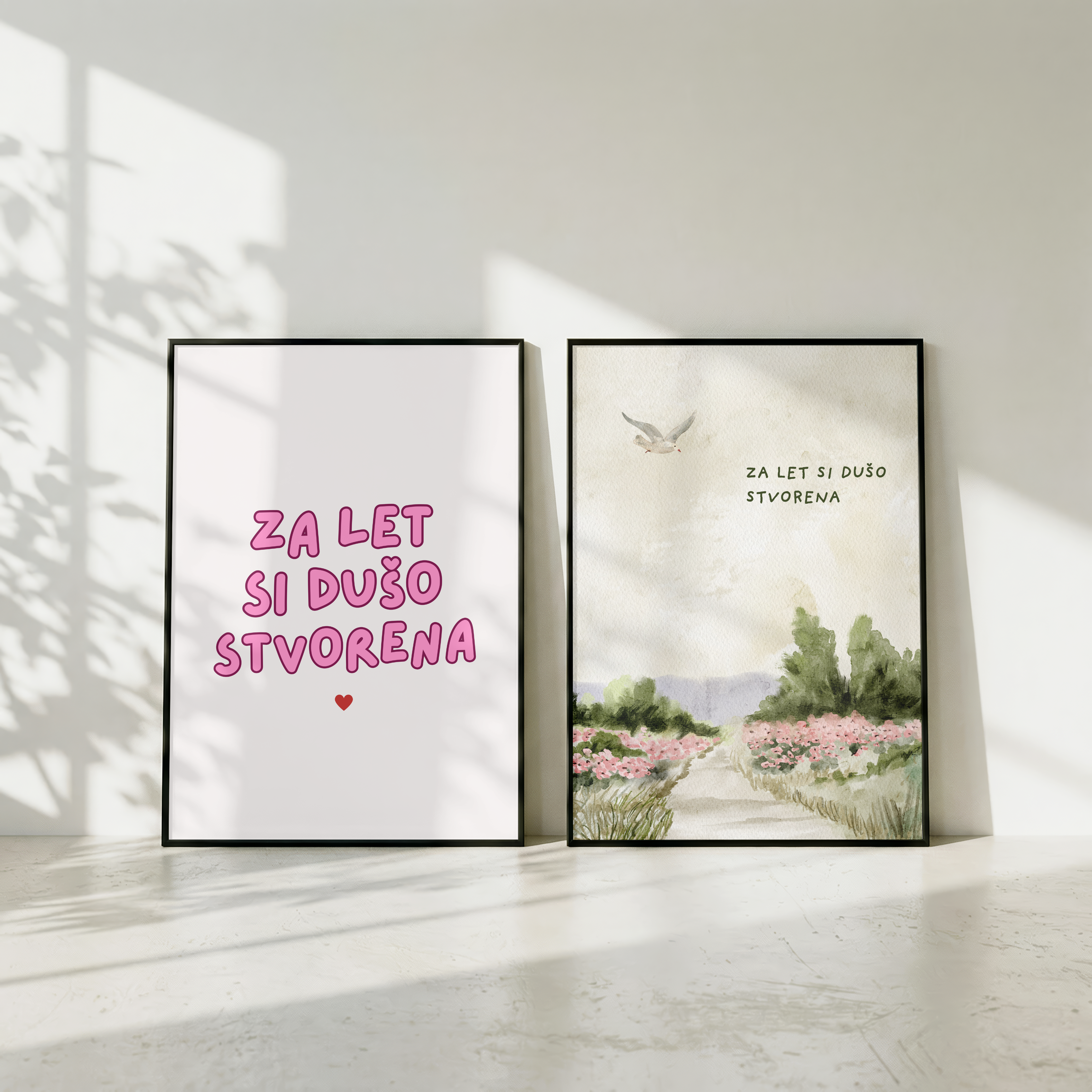 Statement Poster — "Za Let Si Dušo Stvorena" Pink Heart Typography