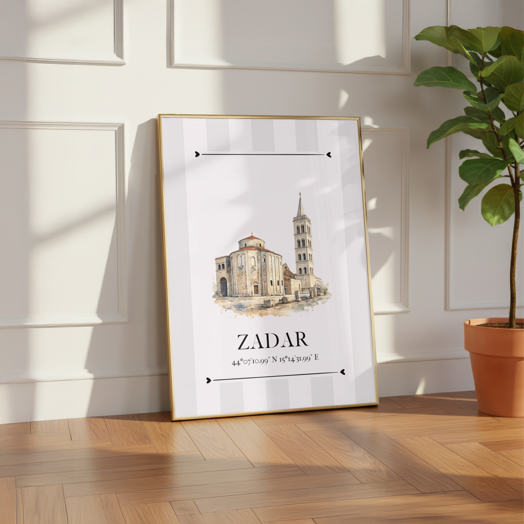 Zadar Poster – Wahrzeichen Illustration | Stadtposter Kroatien