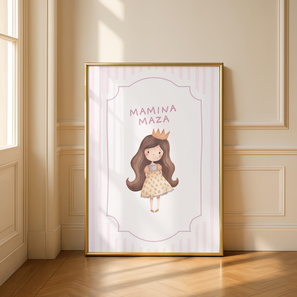 „Papás Prinzessin“ | Mädchen mit Krone Illustration fürs Kinderzimmer