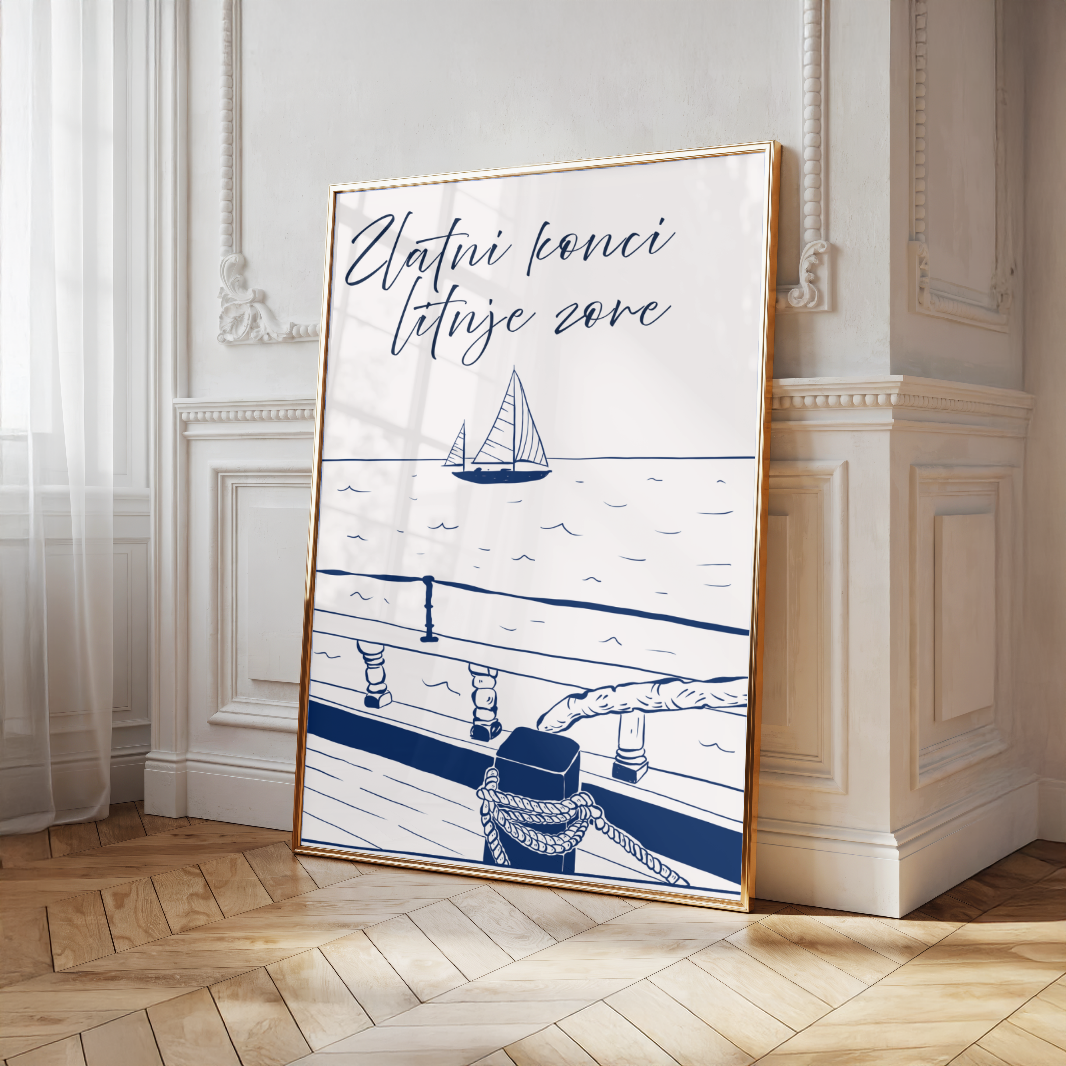 Zlatni konci litnje zore – Mediterranes Segelboot Poster